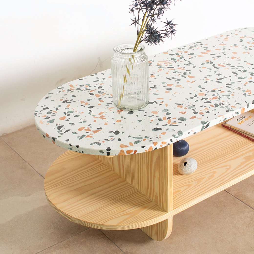 โต๊ะกลางไม้ท็อปหิน Terrazzo - Torrone Coffee Table