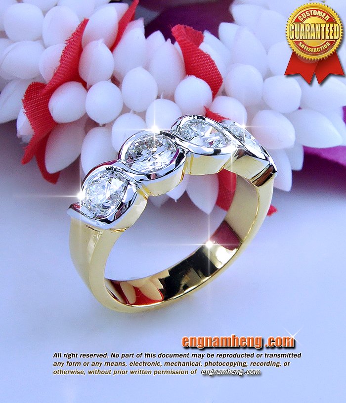 แหวนเพชรเรียง เบลเยี่ยมคัท น้ำ 98% F-Color/VVS 2.04 กะรัต
