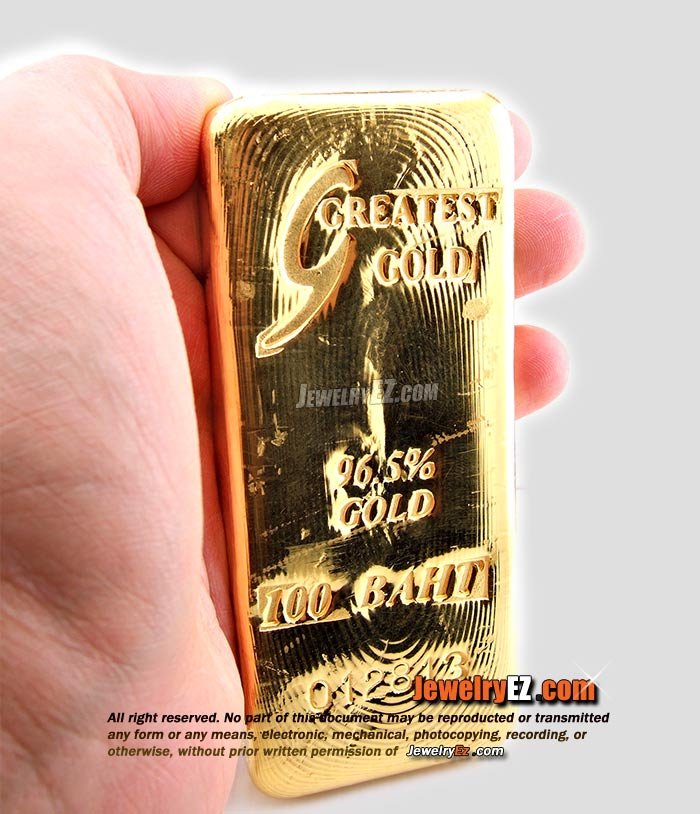 ทองคำแท่ง 96.5% ยี่ห้อ Greatest Gold (จิ้นไถ่เฮง) น้ำหนัก 100 บาท