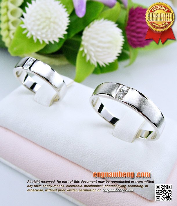 แหวนเพชร เบลเยี่ยมคัท G-Color/VVS1 ตัวเรือนสีขาว แบบน่ารักใส่ติดนิ้ว สวยค่ะ