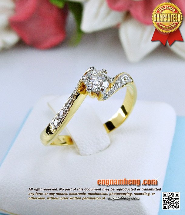 แหวนเพชรเบลเยี่ยมคัทน้ำ 97 (G-Color/VVS1) น้ำหนักเพชร 0.37 กะรัต สวยหวานใส่น่ารักค่ะ