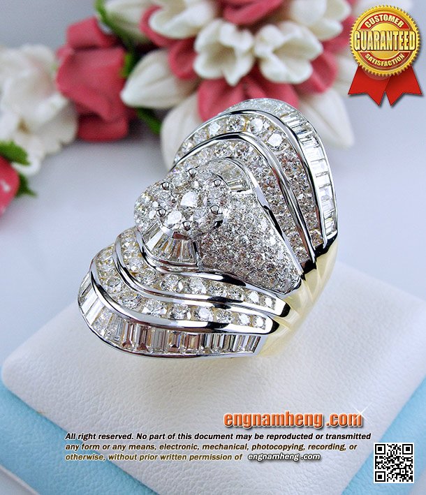 แหวนเพชรเบลเยี่ยมคัท น้ำ 97 G-Color/VVS น้ำหนักเพชรรวม 5.65 กะรัต ใส่สวยหรูหราดีค่ะ