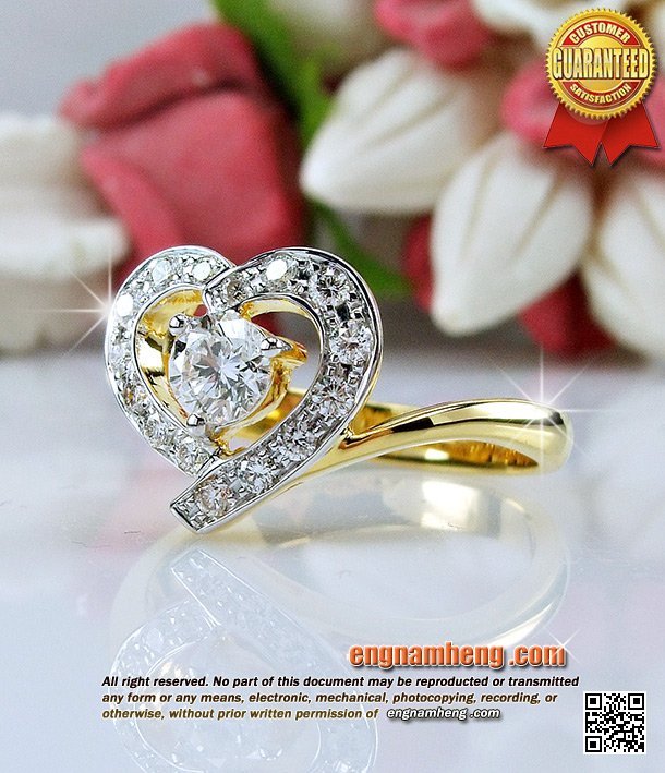 แหวนเพชรเบลเยี่ยมคัท น้ำ 98 F-Color/VVS ดีไซน์หัวใจสวยหวาน น่ารักมั่กมากค่ะ