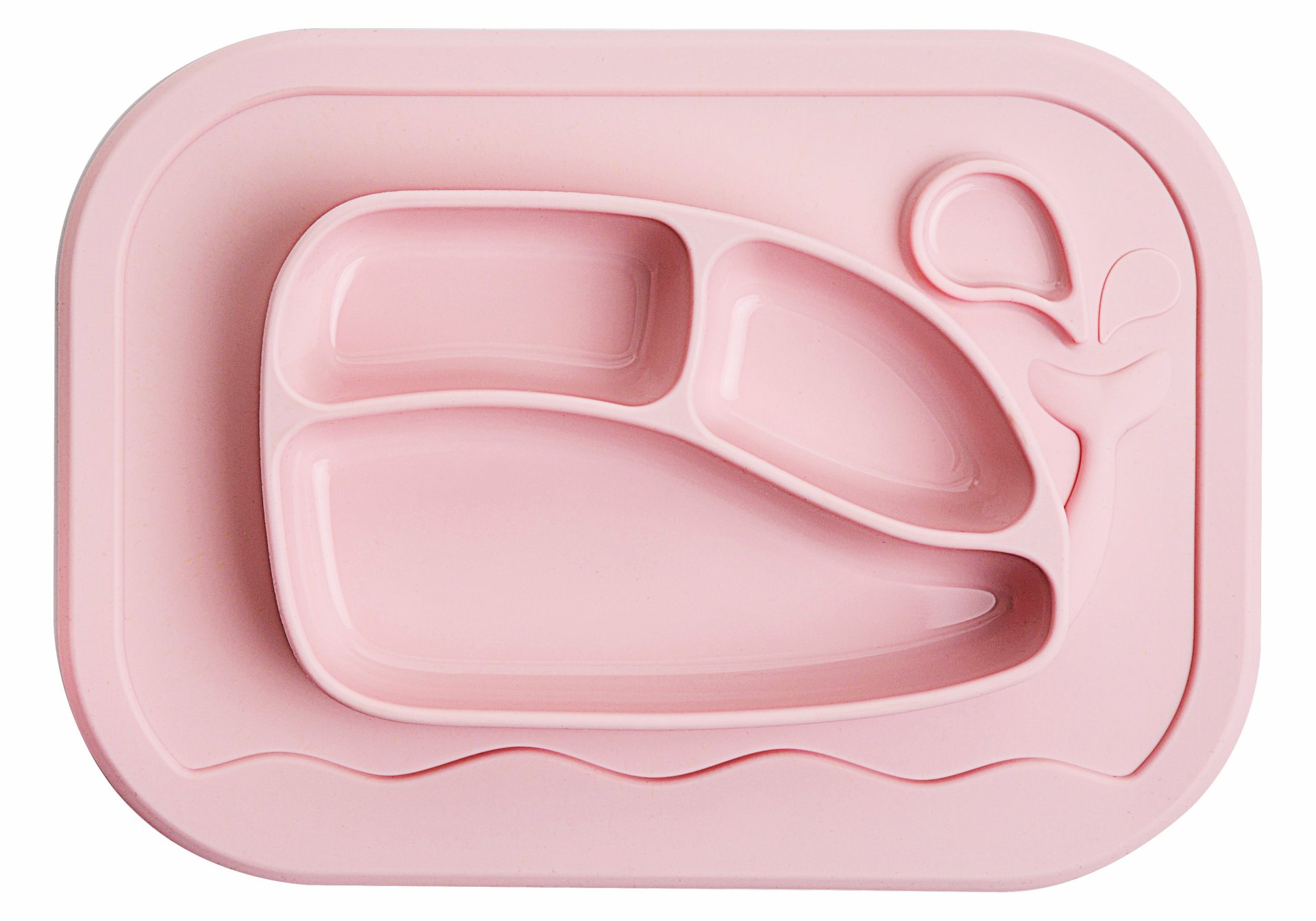 จานหลุมซิลิโคนดูดโต๊ะ สี Pastel Pink (Whale Food Tray Mat)