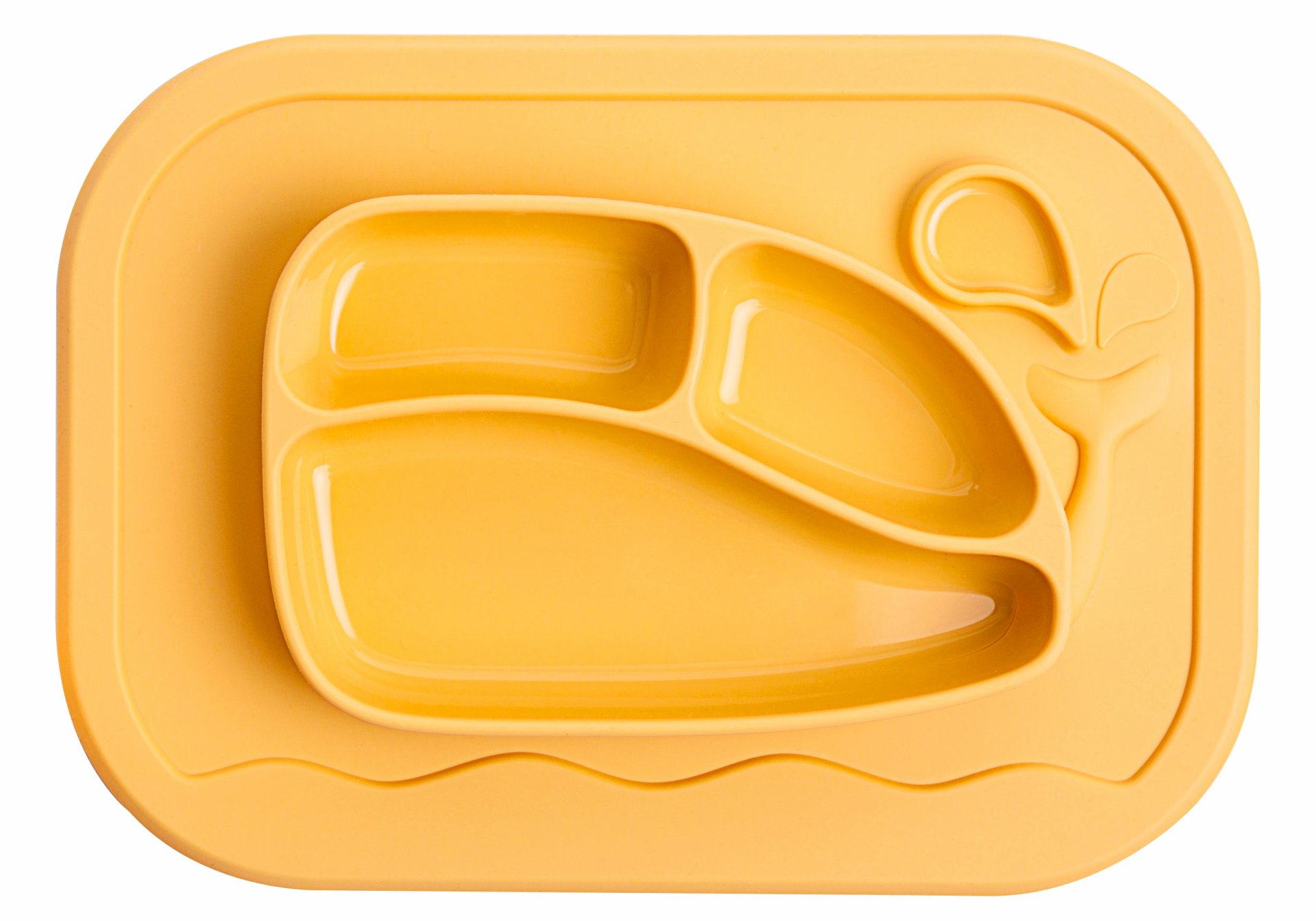 จานหลุมซิลิโคนดูดโต๊ะ สี Pastel Yellow (Whale Food Tray Mat)
