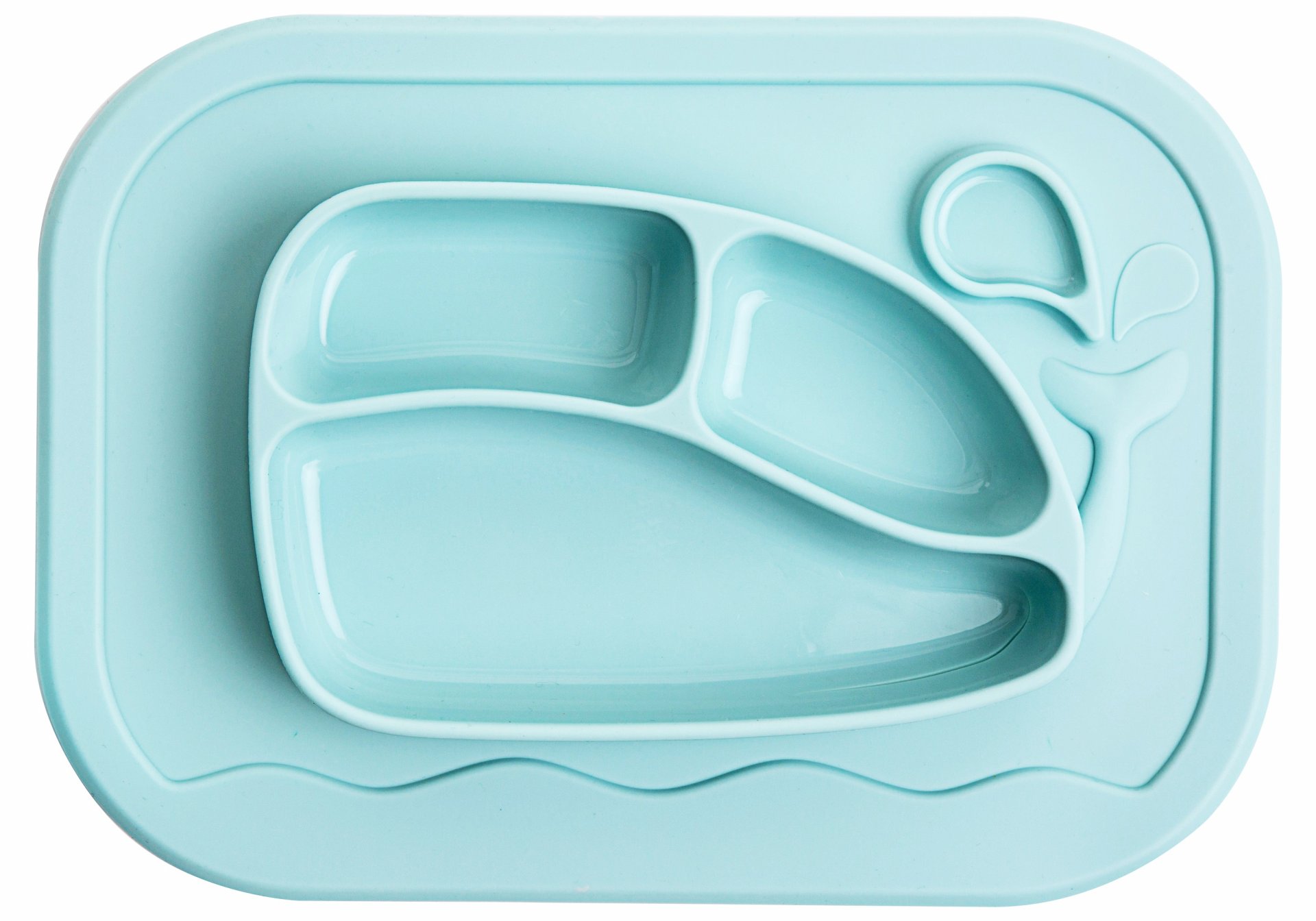 Silicone Whale Food Tray Mat - Pastel Mint