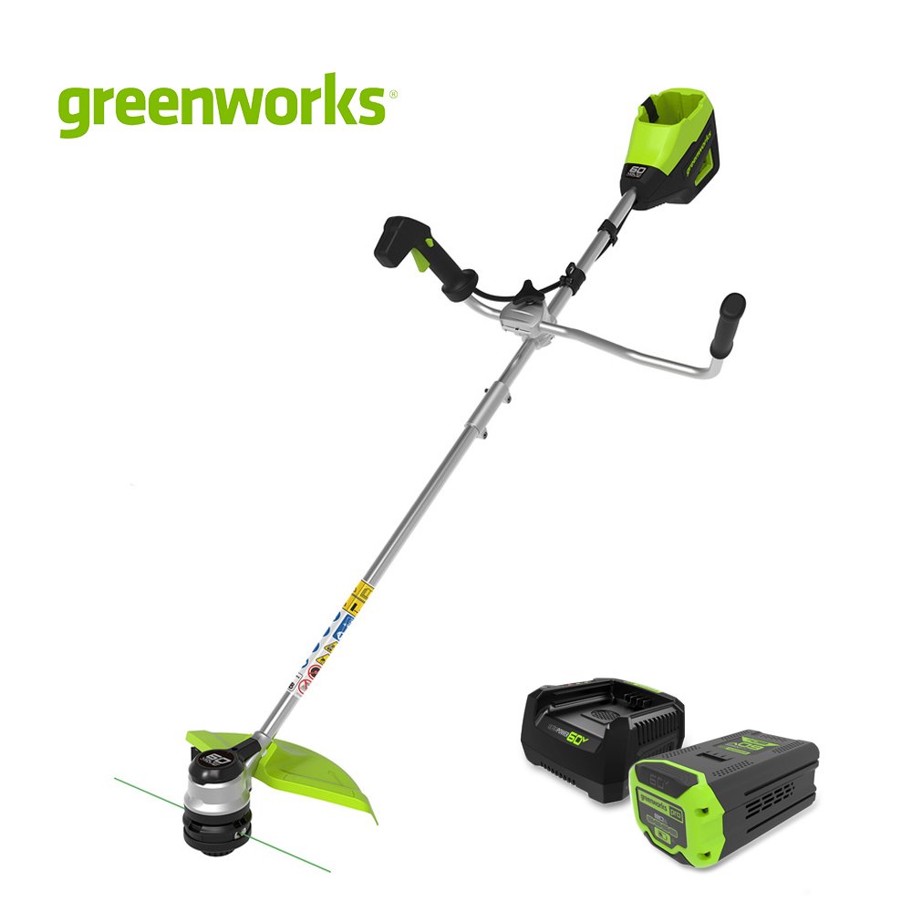 Greenworks เครื่องตัดหญ้าสะพายแบตเตอรี่ 60V รวมแบตเตอรี่และแท่นชาร์จ