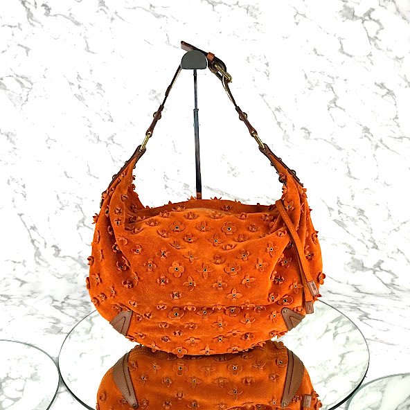 MP-10385 Used LV handbag suede limited orange ghw