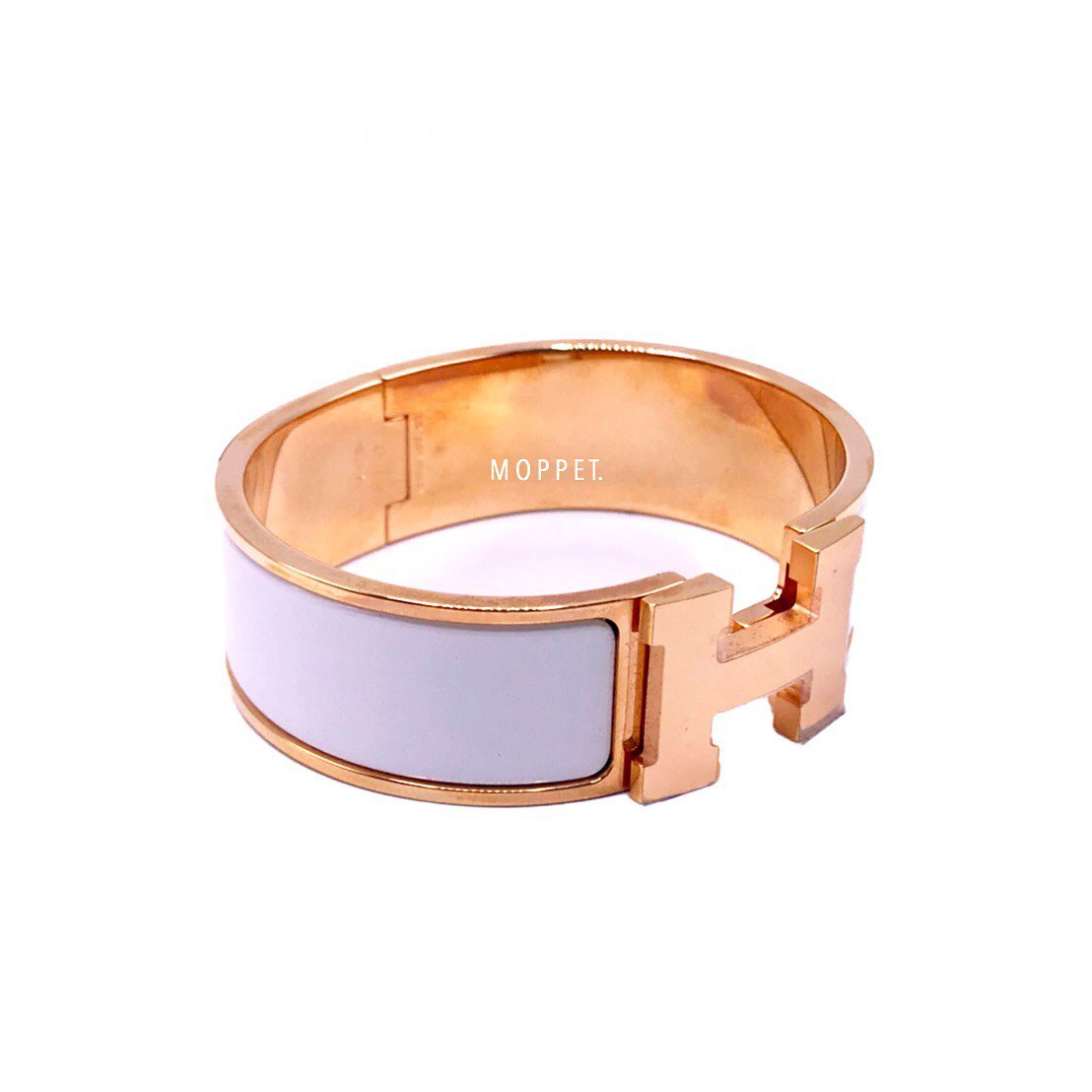 NEW Hermes Clic Clac Bracelet Size S in White GHW