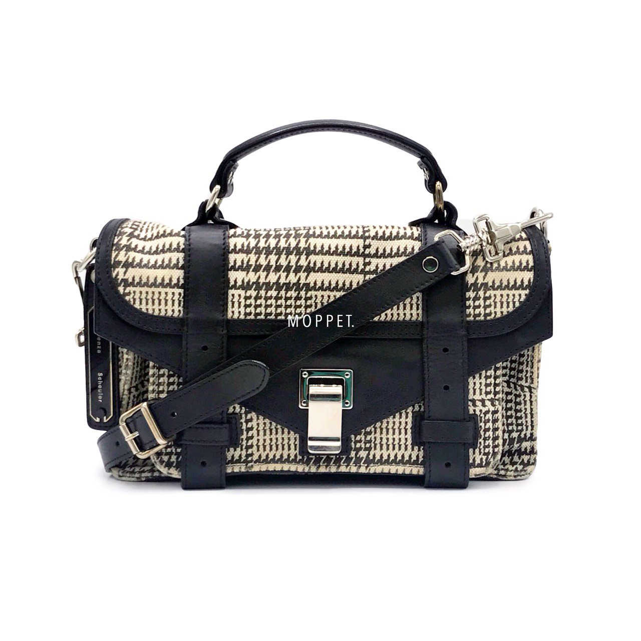 Used Proenza Schouler PS1 Tiny in Houndstooth SHW