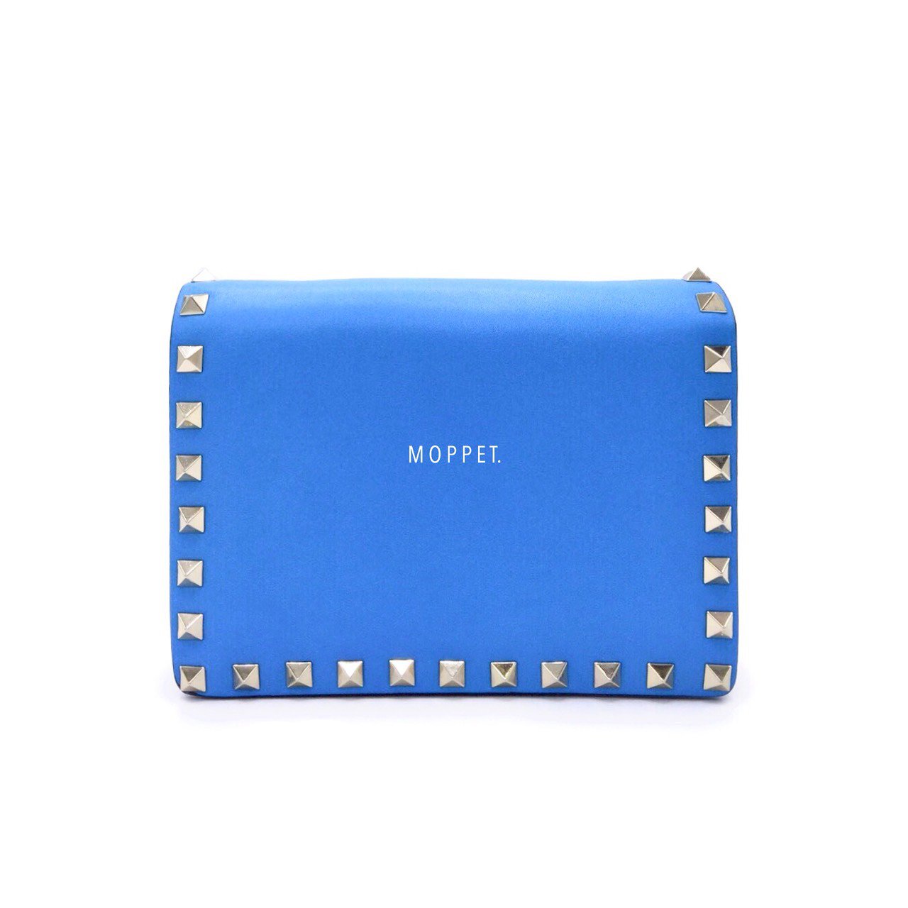 Unused Valentino Rockstud Flapbag Mini in Blue Sky Leather LGHW