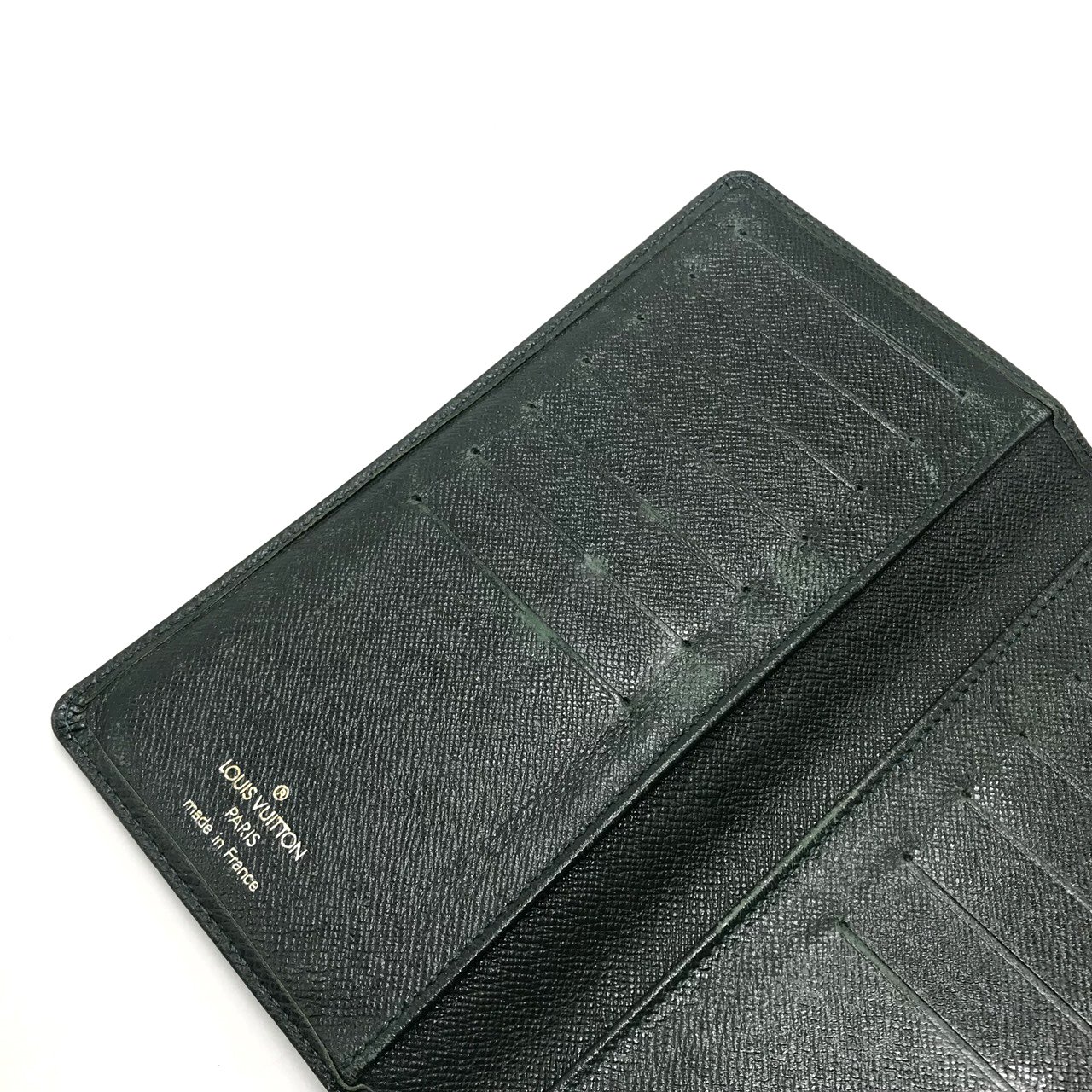 Used LV Brazza Long Wallet in Green Taiga Leather - moppetbrandname