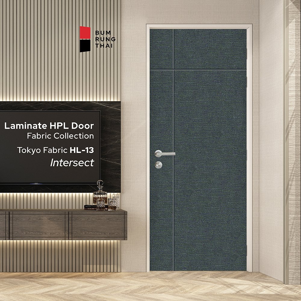 ประตูลามิเนต HPL เซาะร่อง สี Tokyo Fabric