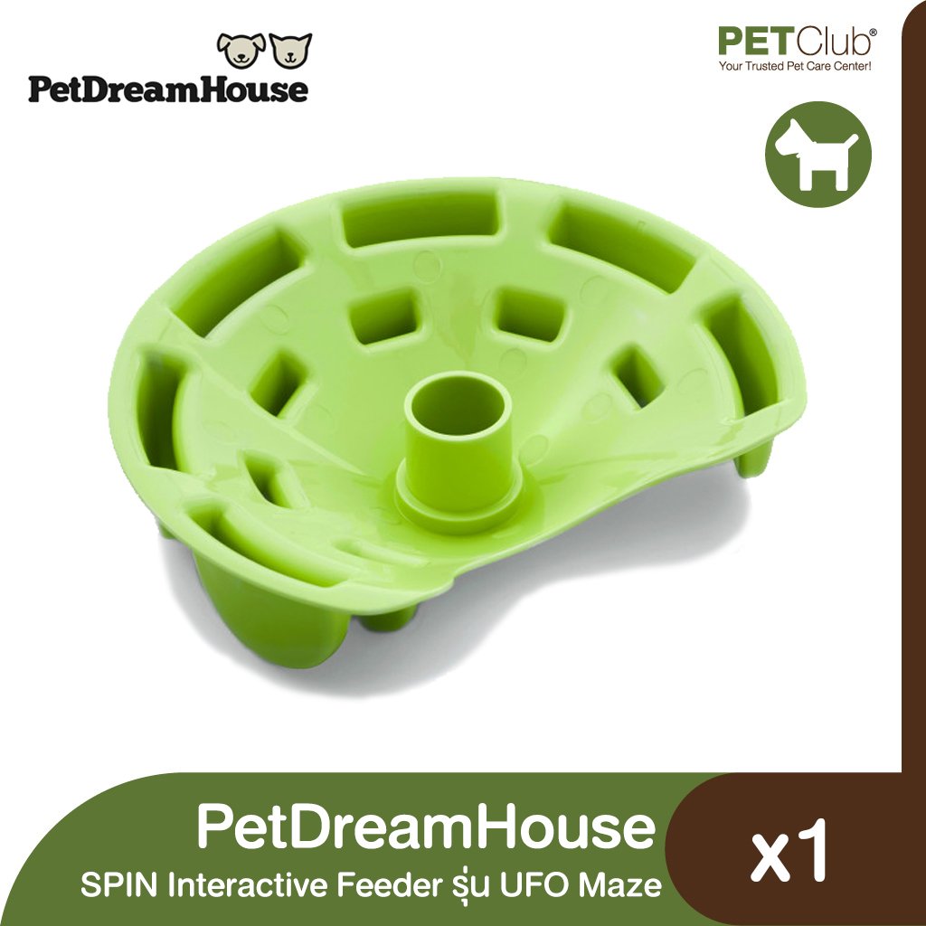 PetDreamHouse Spin Slow Feeder Pet Bowl Ufo Maze Blue