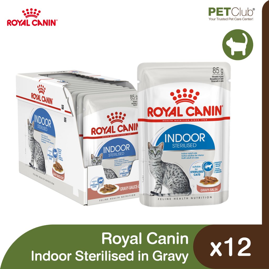 Royal Canin Indoor Sterilized Gravy - อาหารแมวโตเลี้ยงในบ้าน ทำหมัน ในน้ำเกรวี่