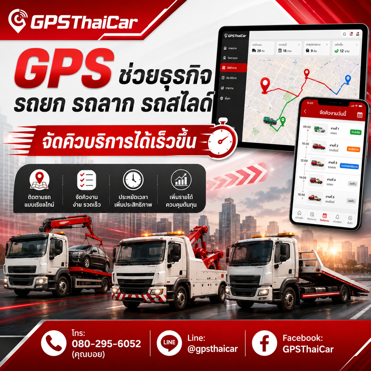 GPS ช่วยธุรกิจรถยก รถลาก รถสไลด์ จัดคิวบริการได้เร็วขึ้น