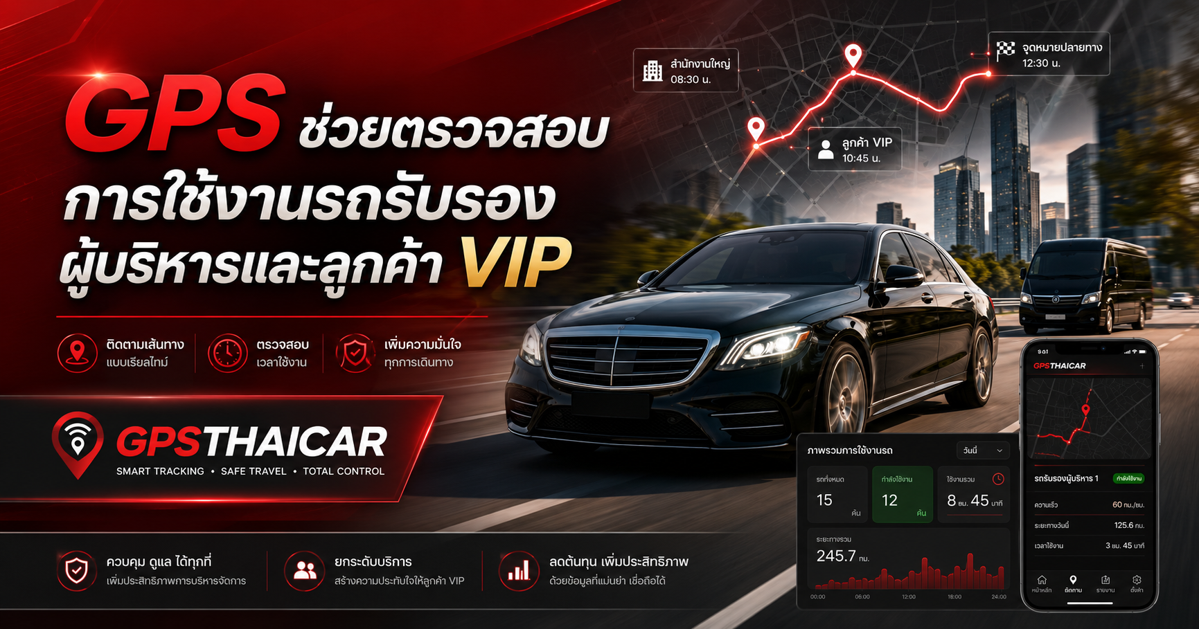 GPS ช่วยตรวจสอบการใช้งานรถรับรองผู้บริหารและลูกค้า VIP