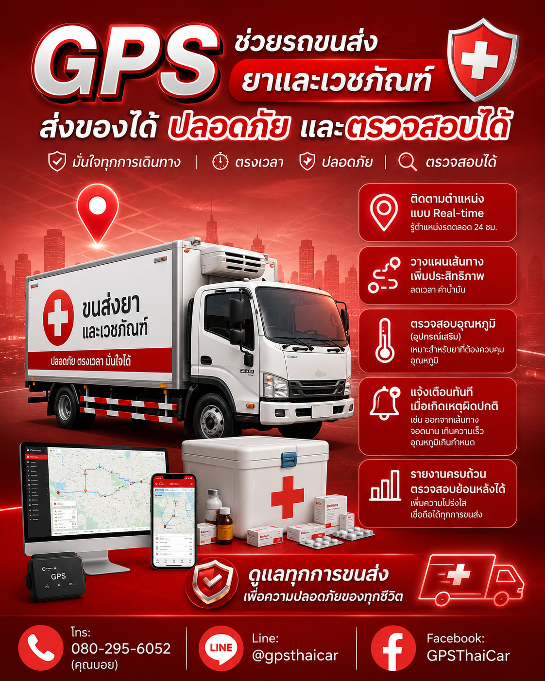 GPS ช่วยรถขนส่งยาและเวชภัณฑ์ส่งของได้ปลอดภัยและตรวจสอบได้
