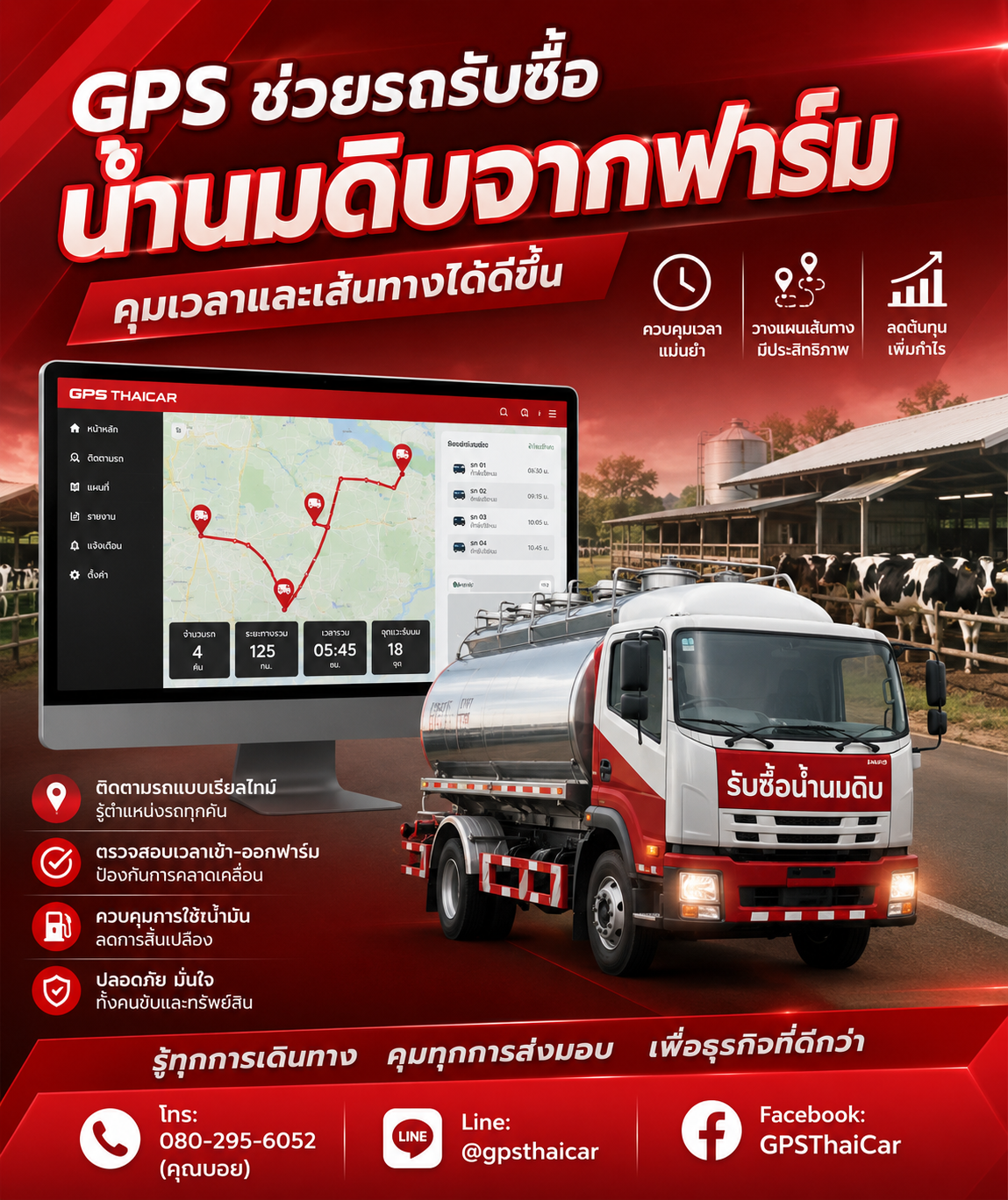 GPS ช่วยรถรับซื้อน้ำนมดิบจากฟาร์มคุมเวลาและเส้นทางได้ดีขึ้น