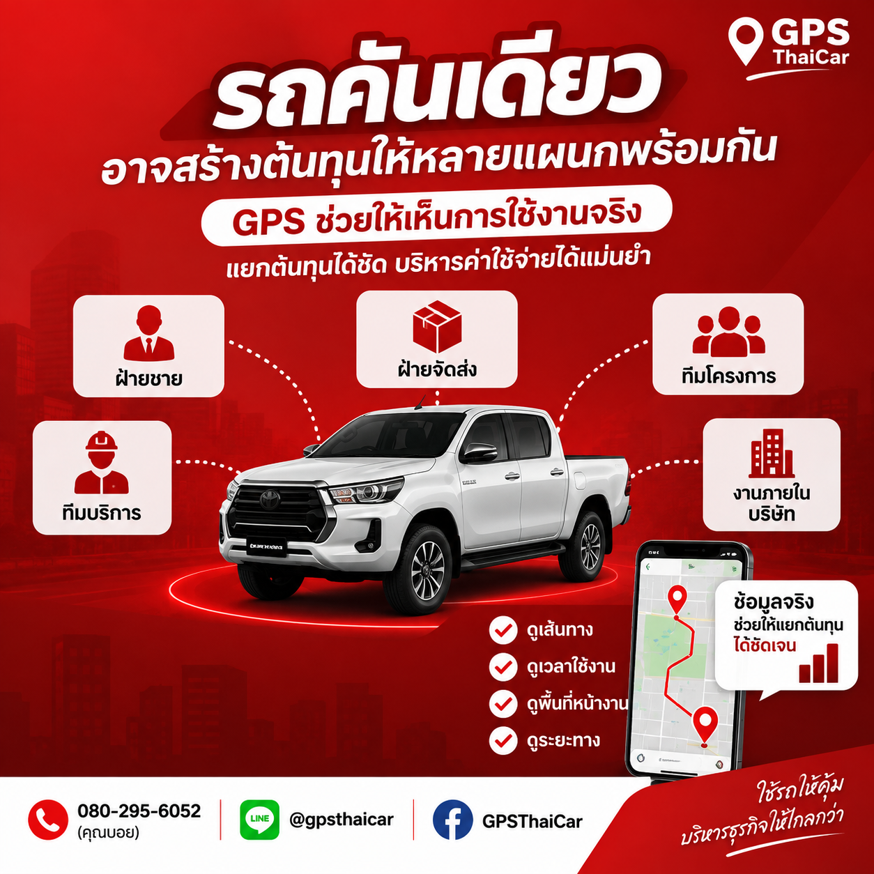 รถคันเดียวใช้งานหลายแผนก ถ้าไม่มีข้อมูล อาจแยกต้นทุนไม่ชัด