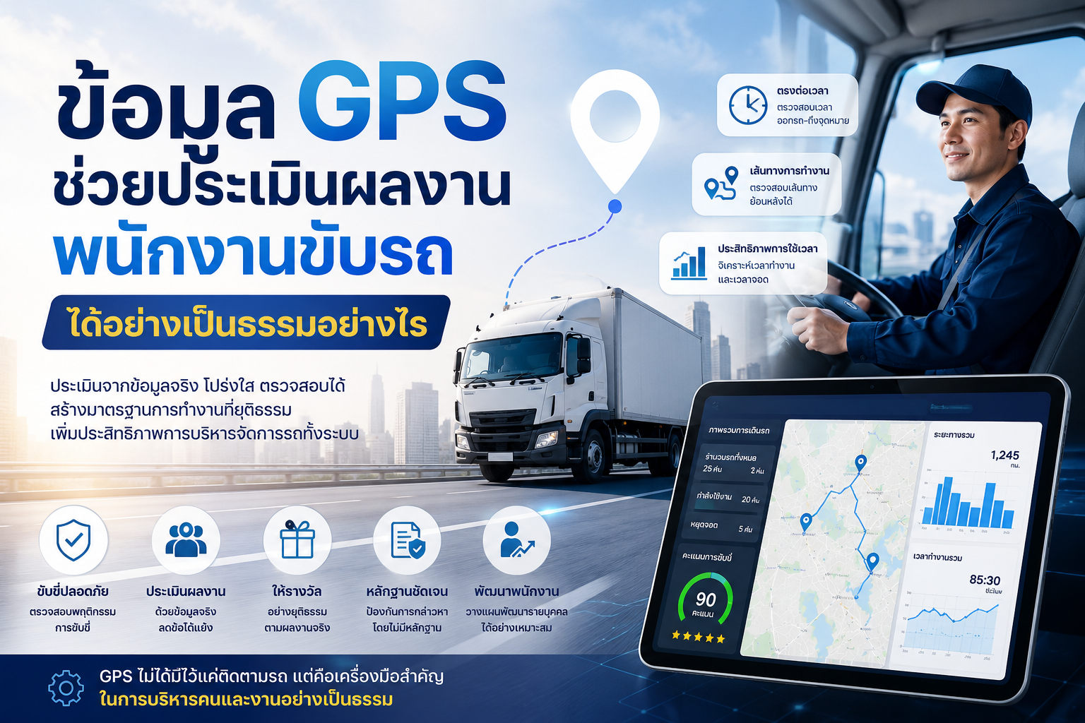 ข้อมูลGPSช่วยประเมินผลงานพนักงานขับรถได้อย่างเป็นธรรมอย่างไร