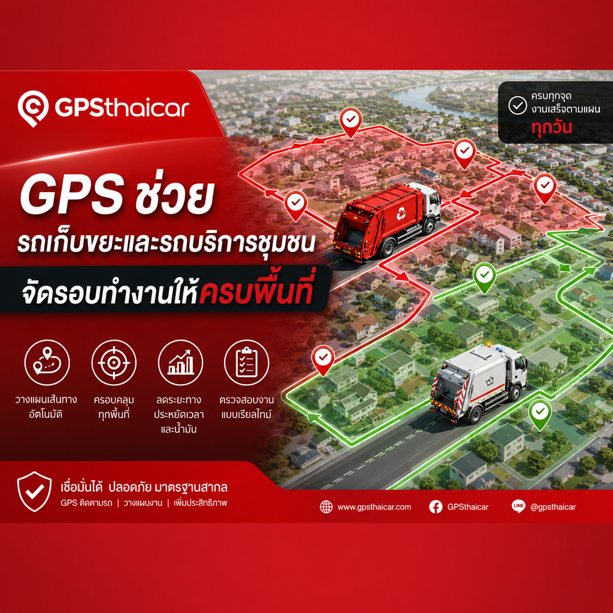 GPS ช่วยรถเก็บขยะและรถบริการชุมชนจัดรอบทำงานให้ครบพื้นที่