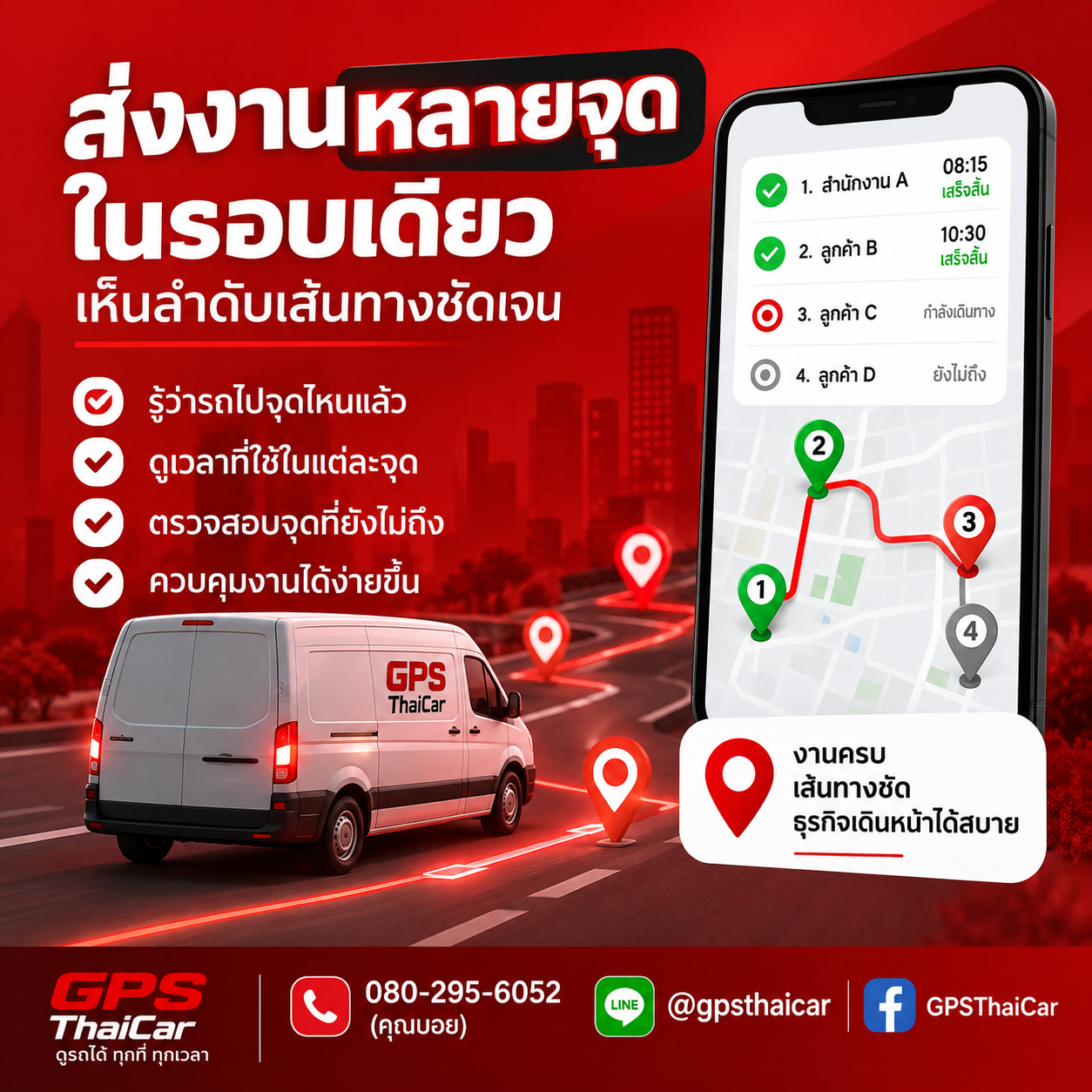 รถที่ต้องส่งงานหลายจุดในรอบเดียว ควรเห็นลำดับเส้นทางชัดเจน
