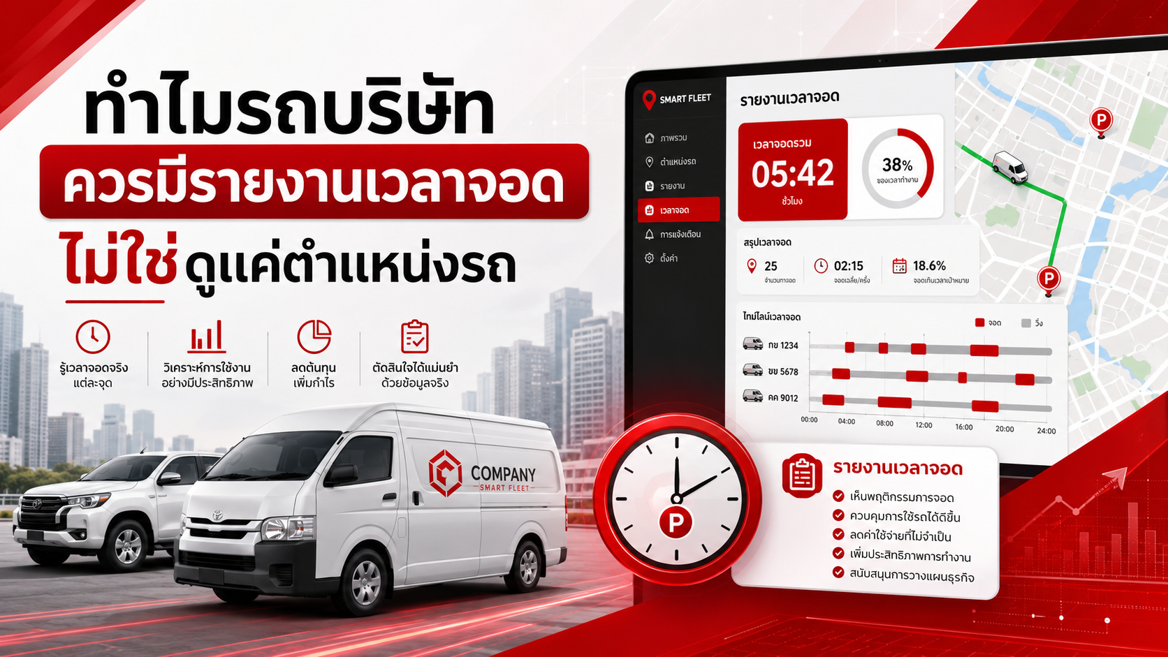 ทำไมรถบริษัทควรมีรายงานเวลาจอด ไม่ใช่ดูแค่ตำแหน่งรถ