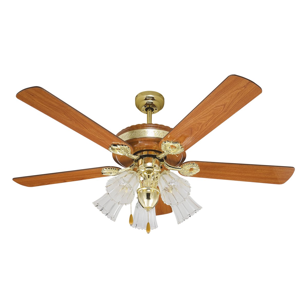 Lamp Ceiling Fan  PLYWOOD BLADES MODEL CB552-5L-WALNUT SIZE 52" Walnut