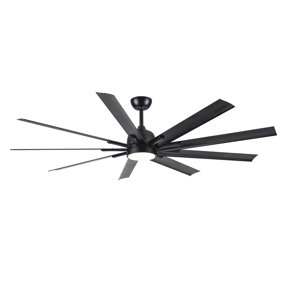 Ceiling Fan With Light Aluminum Blade Model DC72-1015-9-LMBK SIZE 72" Matte black