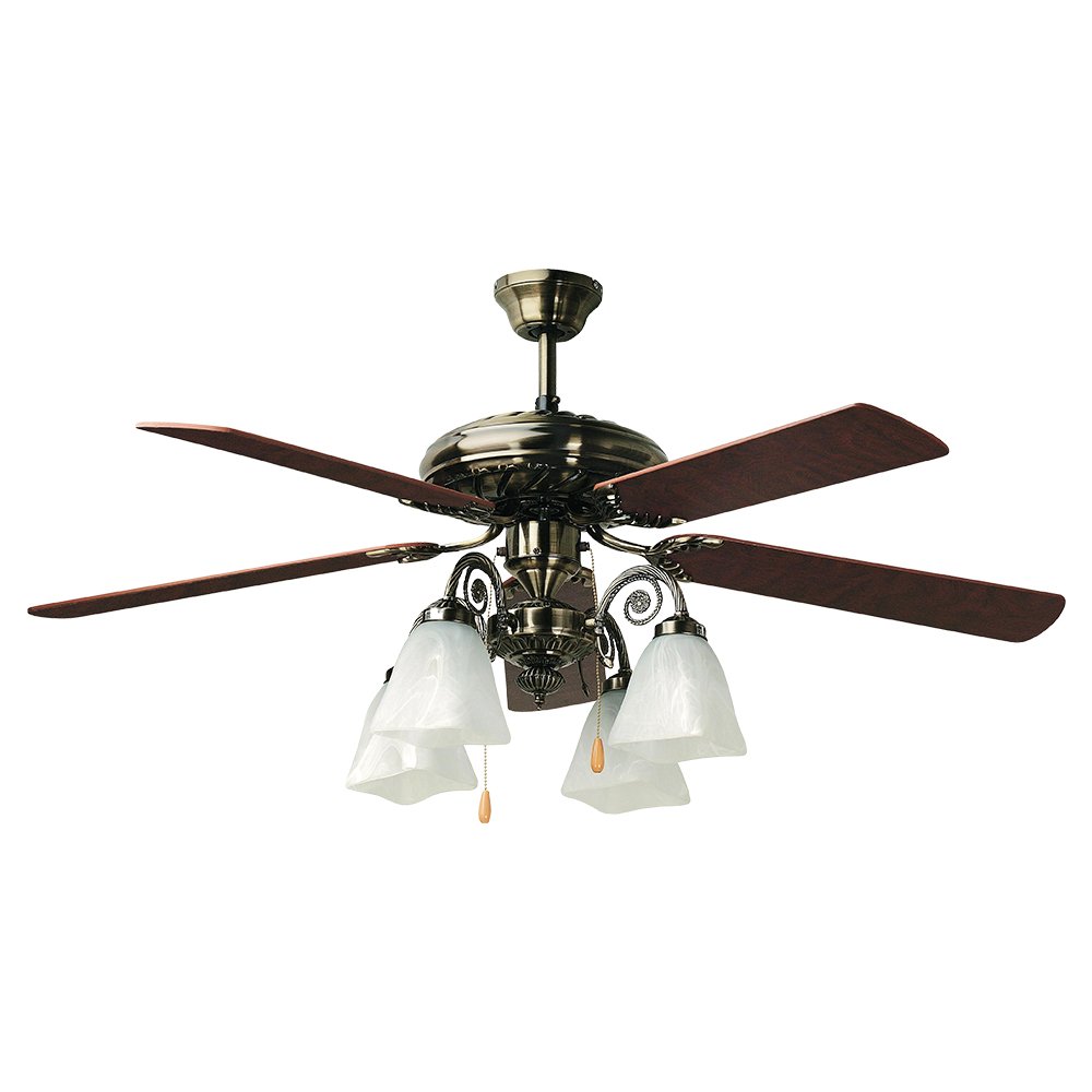 Lamp Ceiling Fan  PLYWOOD BLADES MODEL ML-02-4L-AB SIZE 52" Antique brass