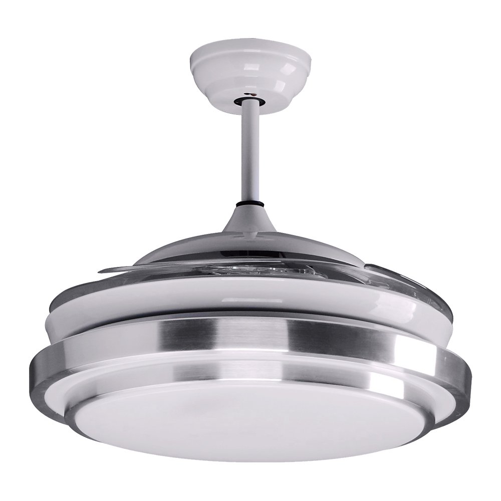 Lamp Ceiling Fan Acrylic Blade MODEL MS-07+RC SIZE 44"  Silver