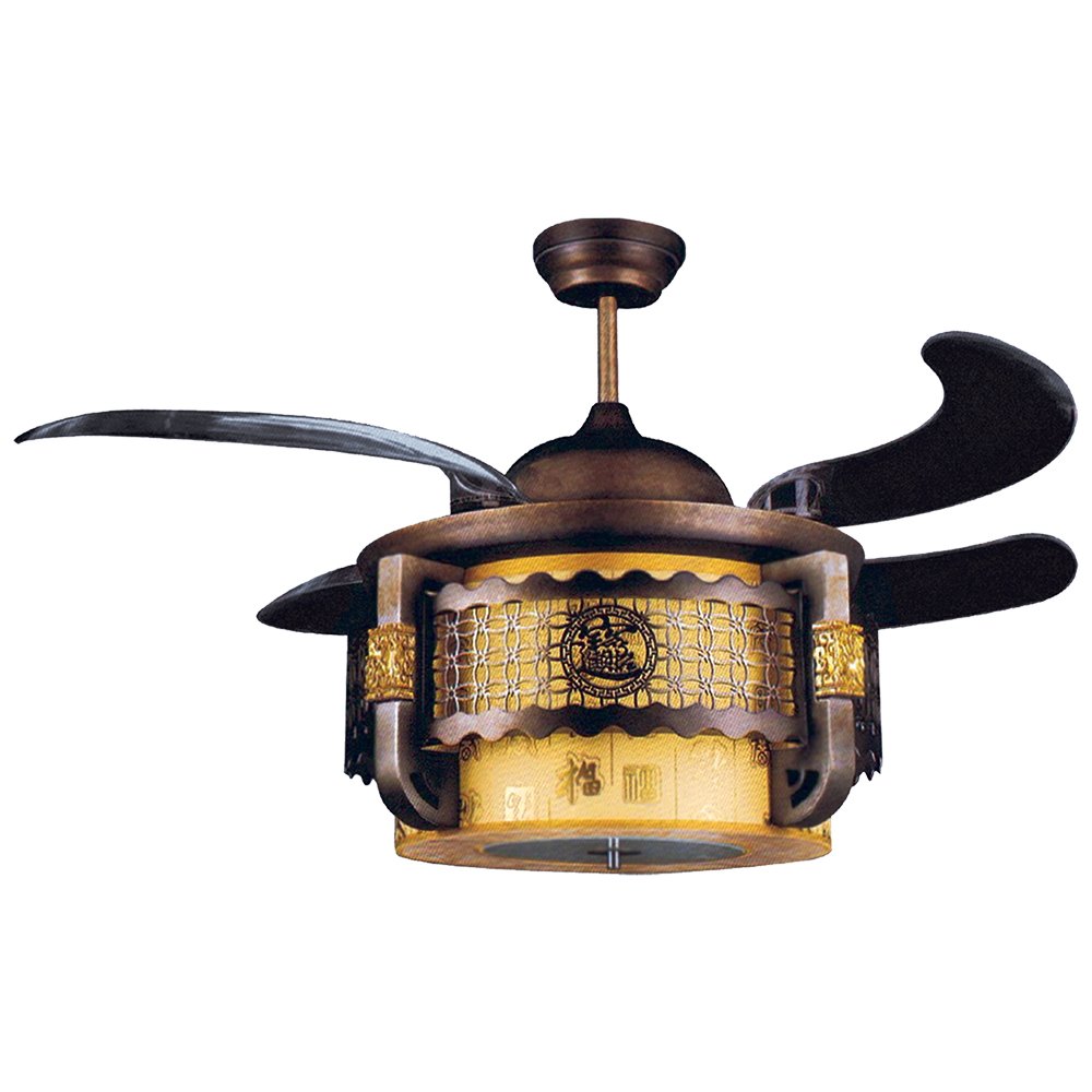 Lamp Ceiling Fan Acrylic Blade MODEL MS-19+RC SIZE 44"  Antique brass