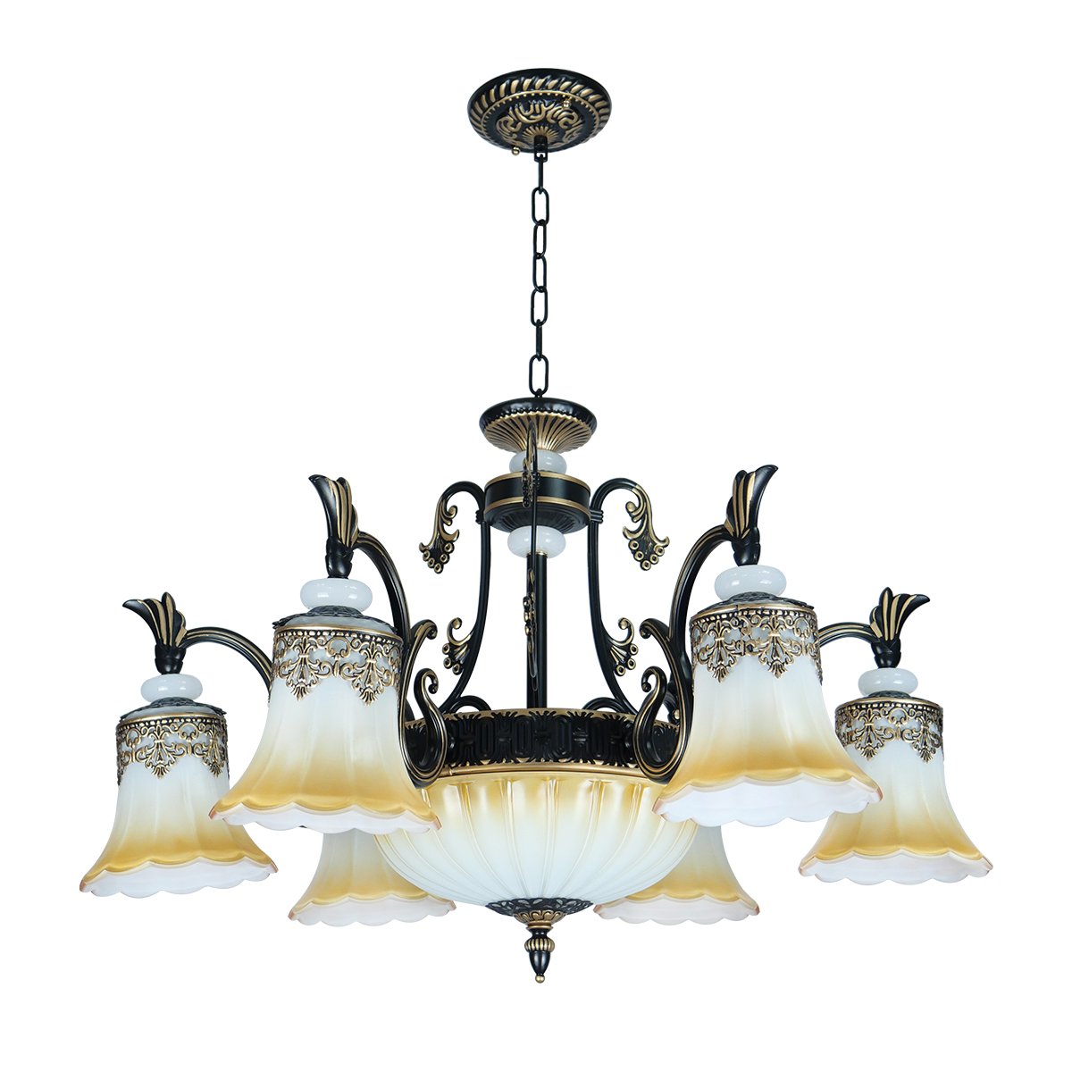 Pendant Lamp Model 06-ML-B9207-6+3 (E27x9) Black