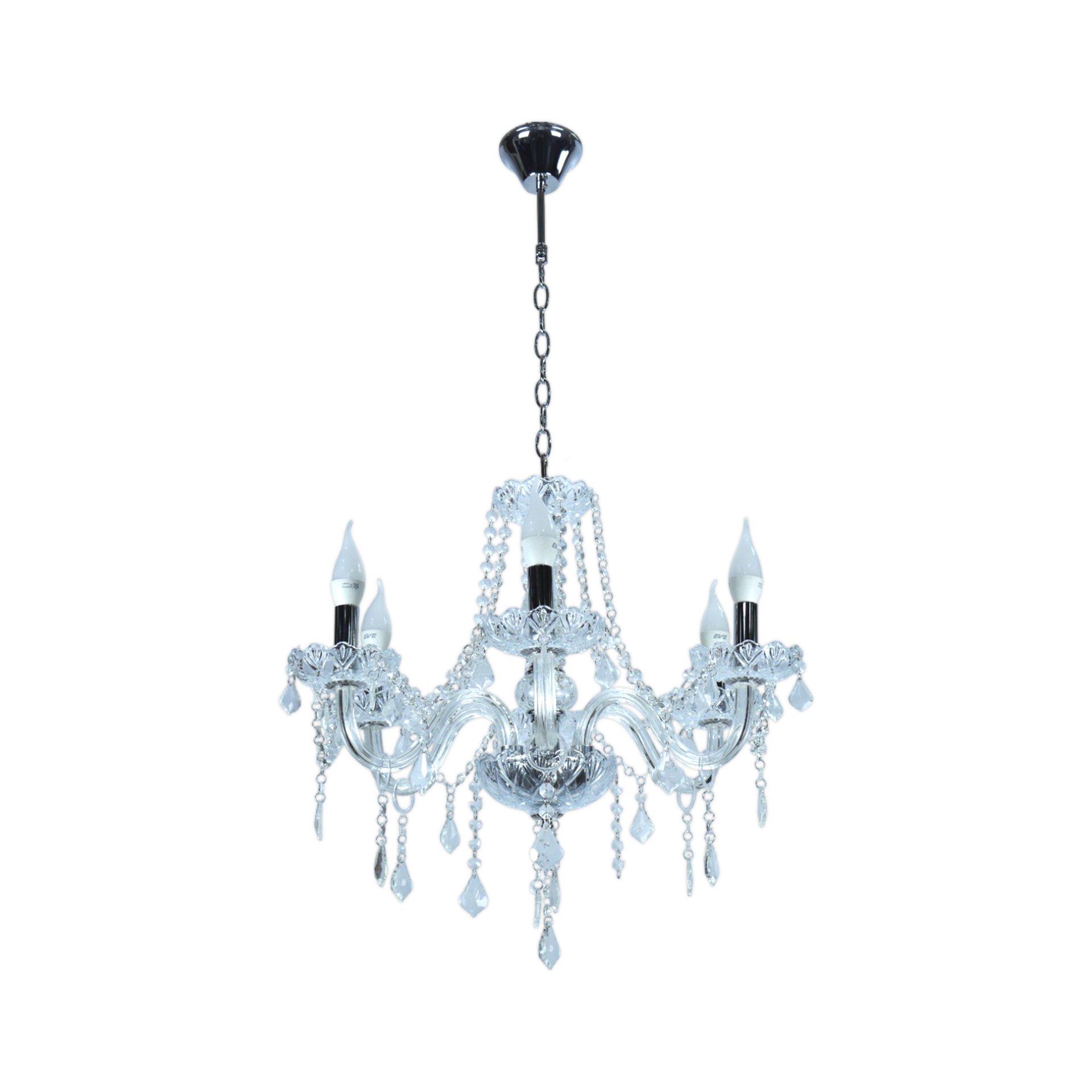 โคมไฟช่อแก้ว รุ่น 07-SL-8543-6 CLEAR (E14x6) สีเงินใส
