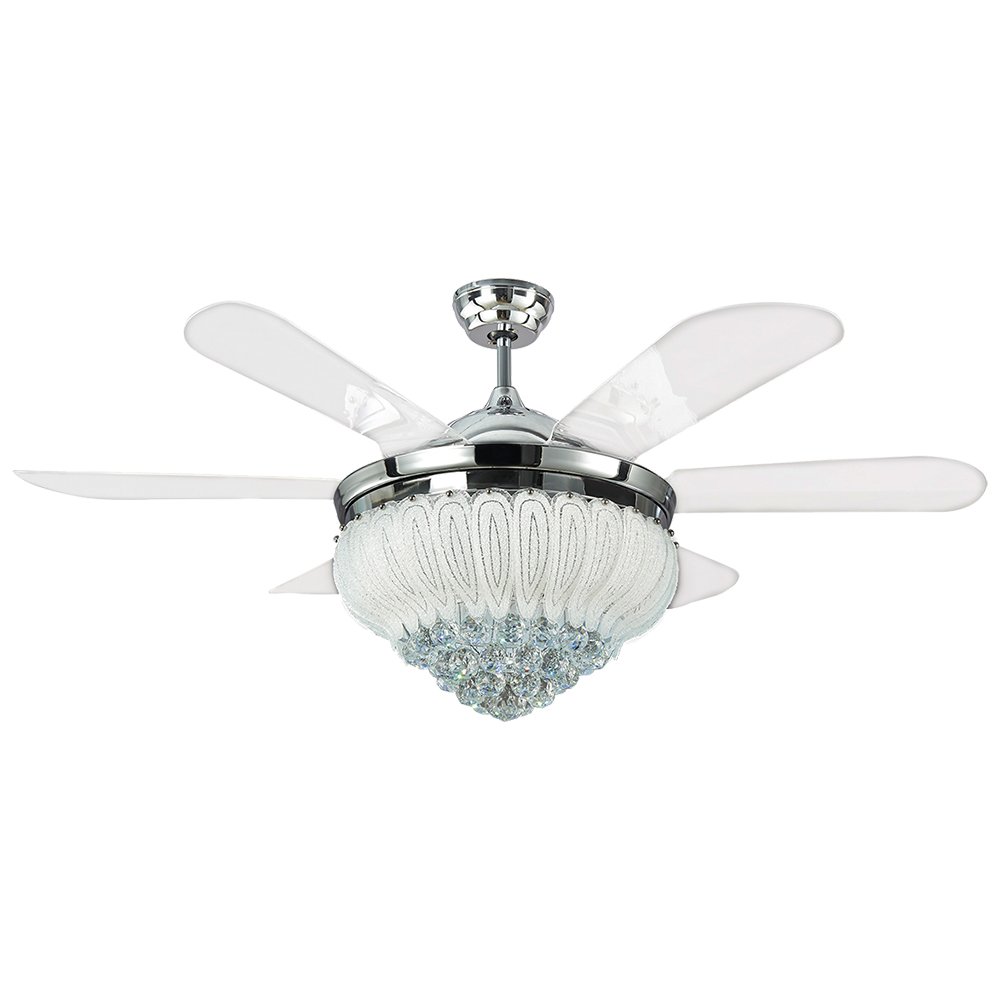 พัดลมโคมไฟ ใบพัดอะคริลิค รุ่น A Y03-56L TSV ขนาด 56 นิ้ว สีเงิน/ใส