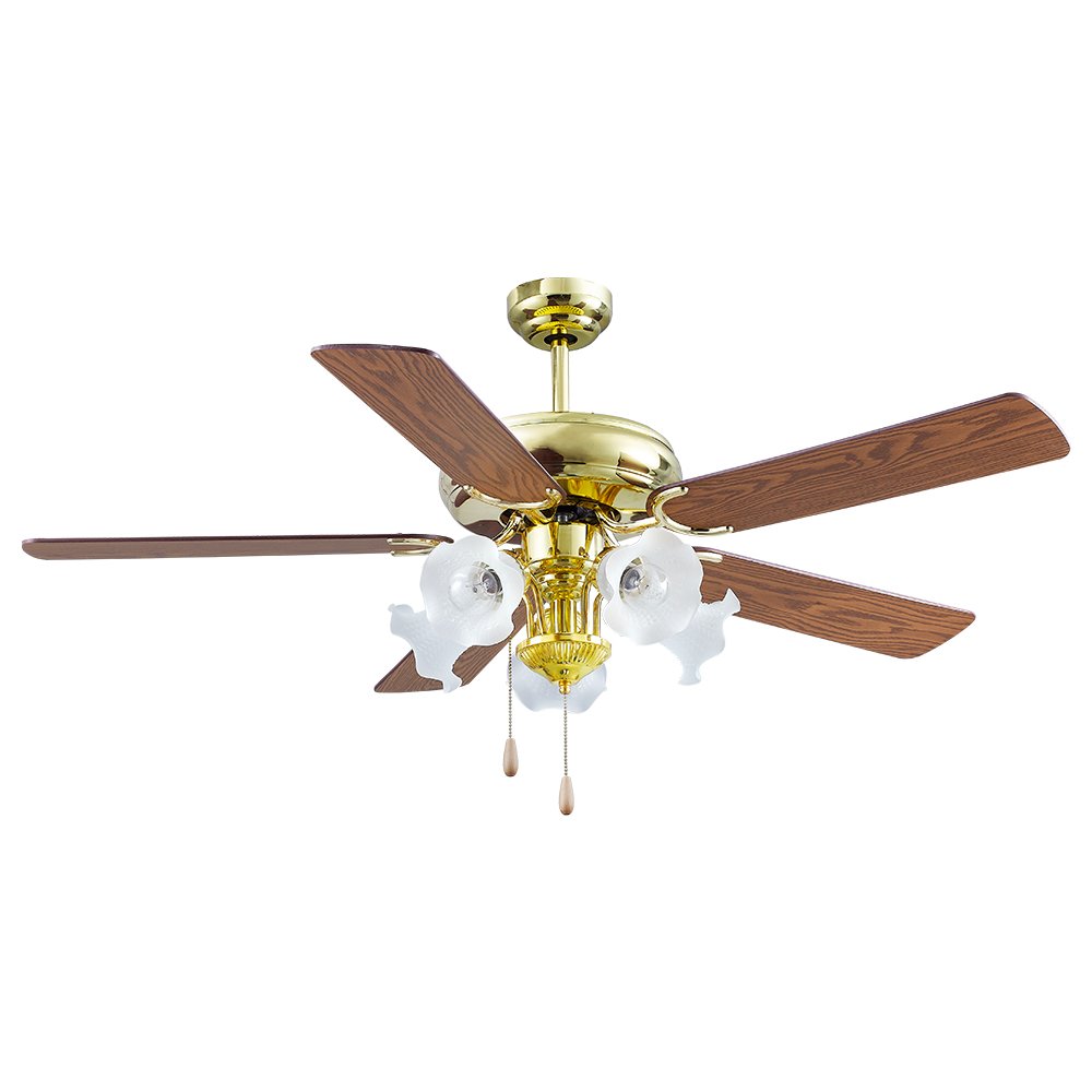 Lamp Ceiling Fan  PLYWOOD BLADES MODEL S C35-52N-5L-PB SIZE 52"  Gold