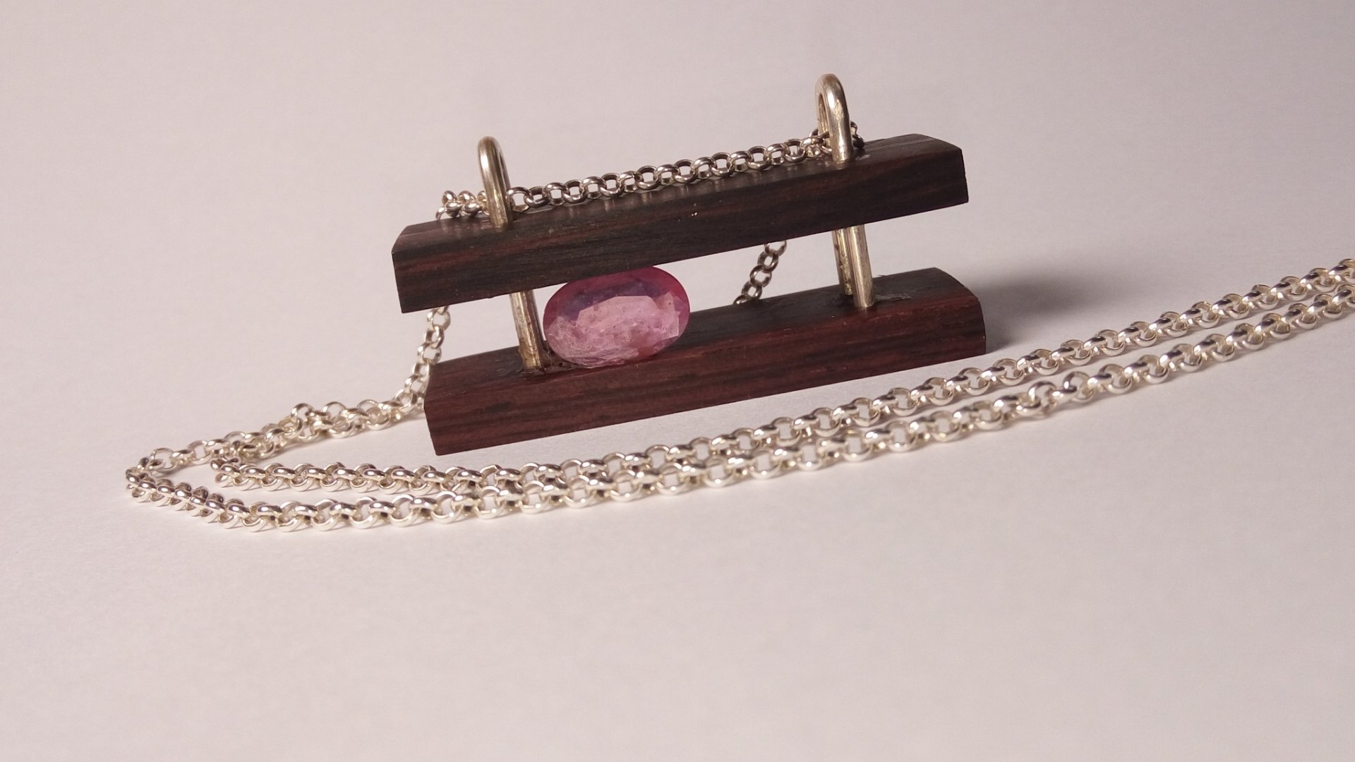 Rose quartz and Wooden Necklace