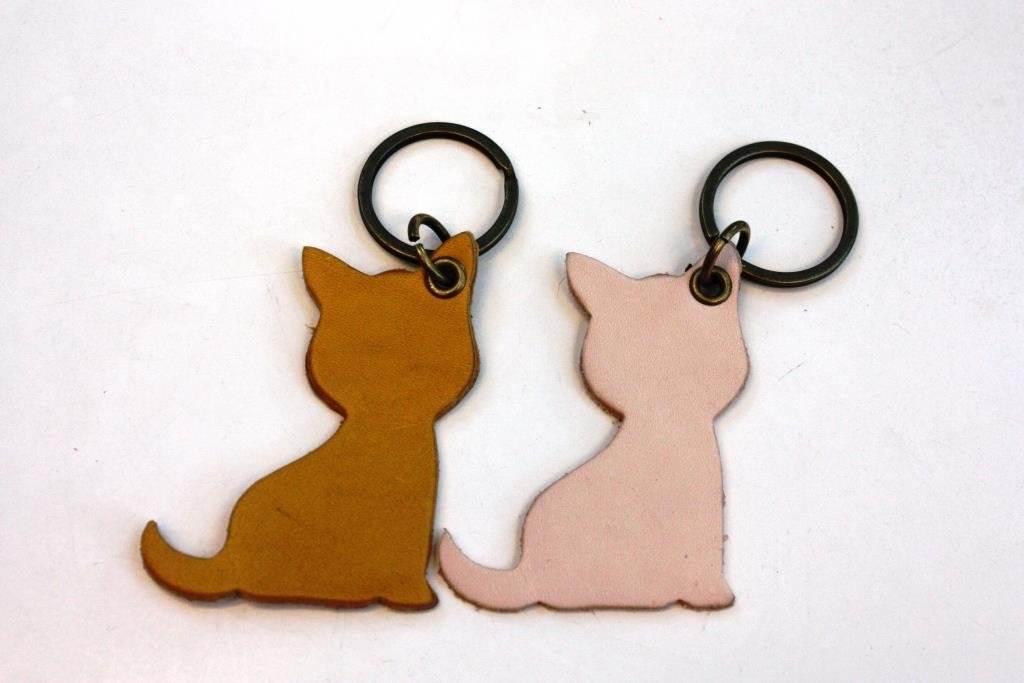 Leather Keychain - Cat