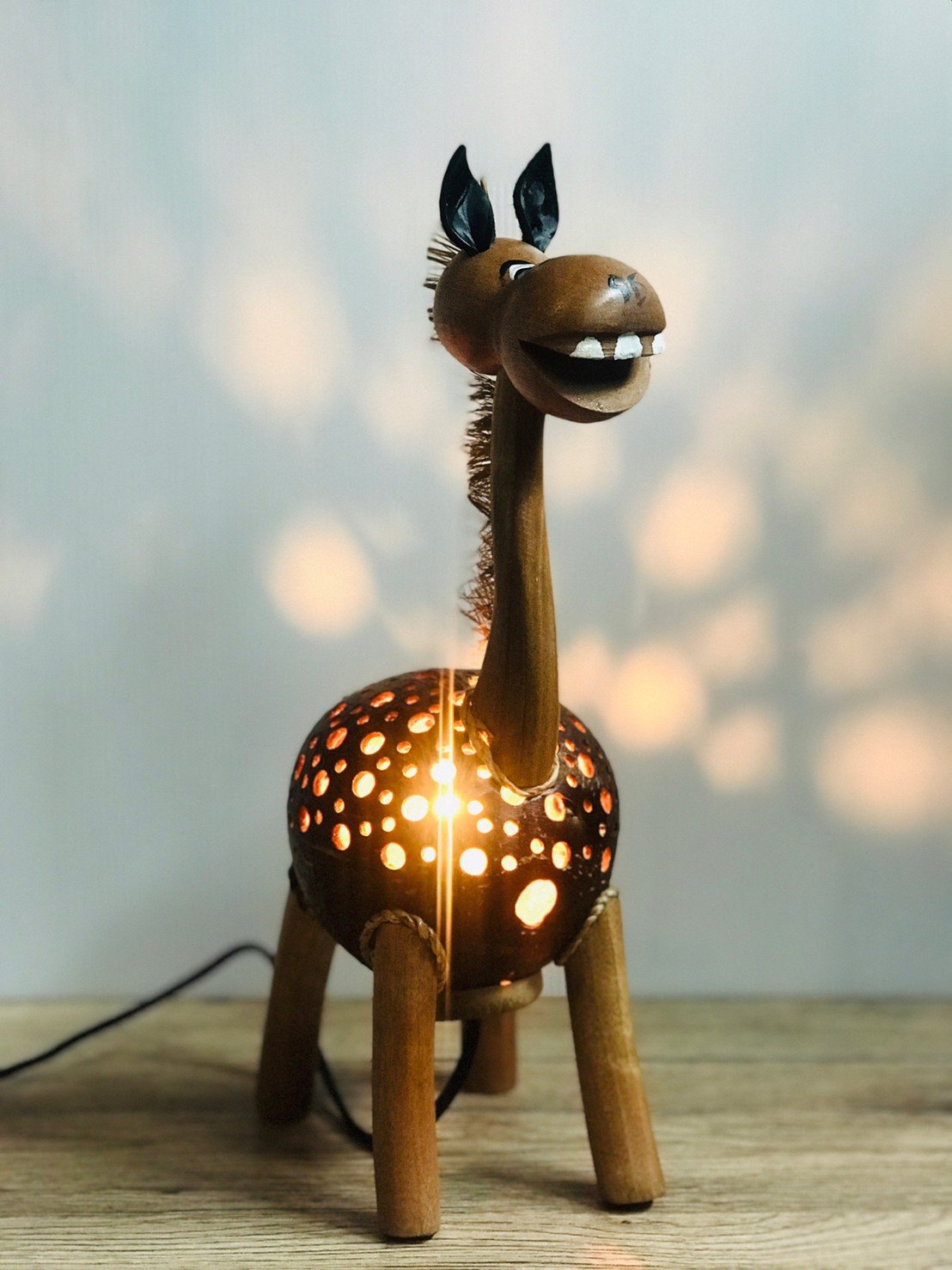 Lamp from coconut shell - Horse