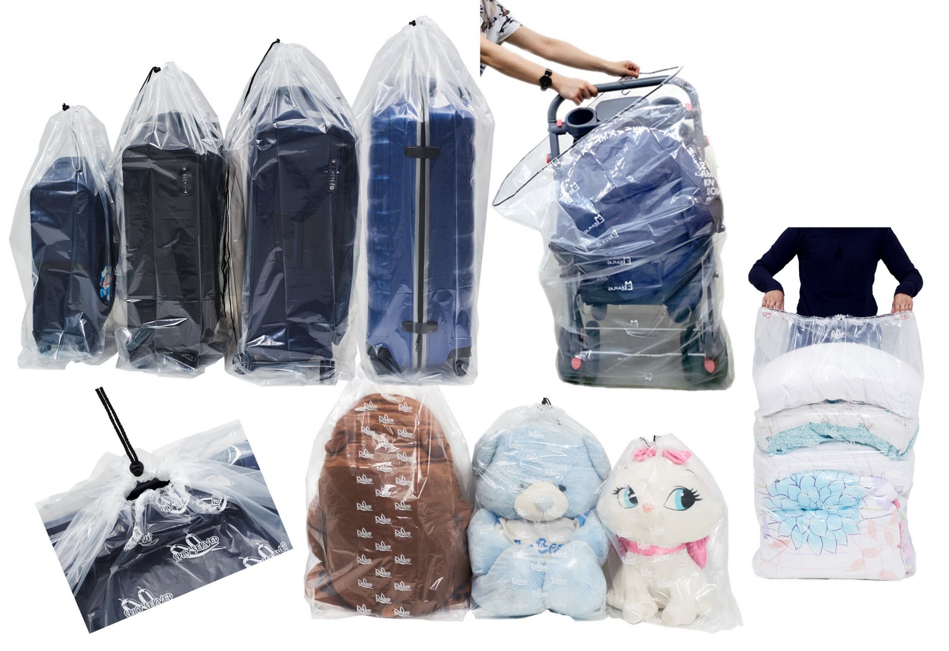 Dust Cover Big Plastic Drawstring Bags Multi-Purpose for Storage and  Keeping Luggage, Big Dolls, Blankets, Pillows, Suitcase Good for Household