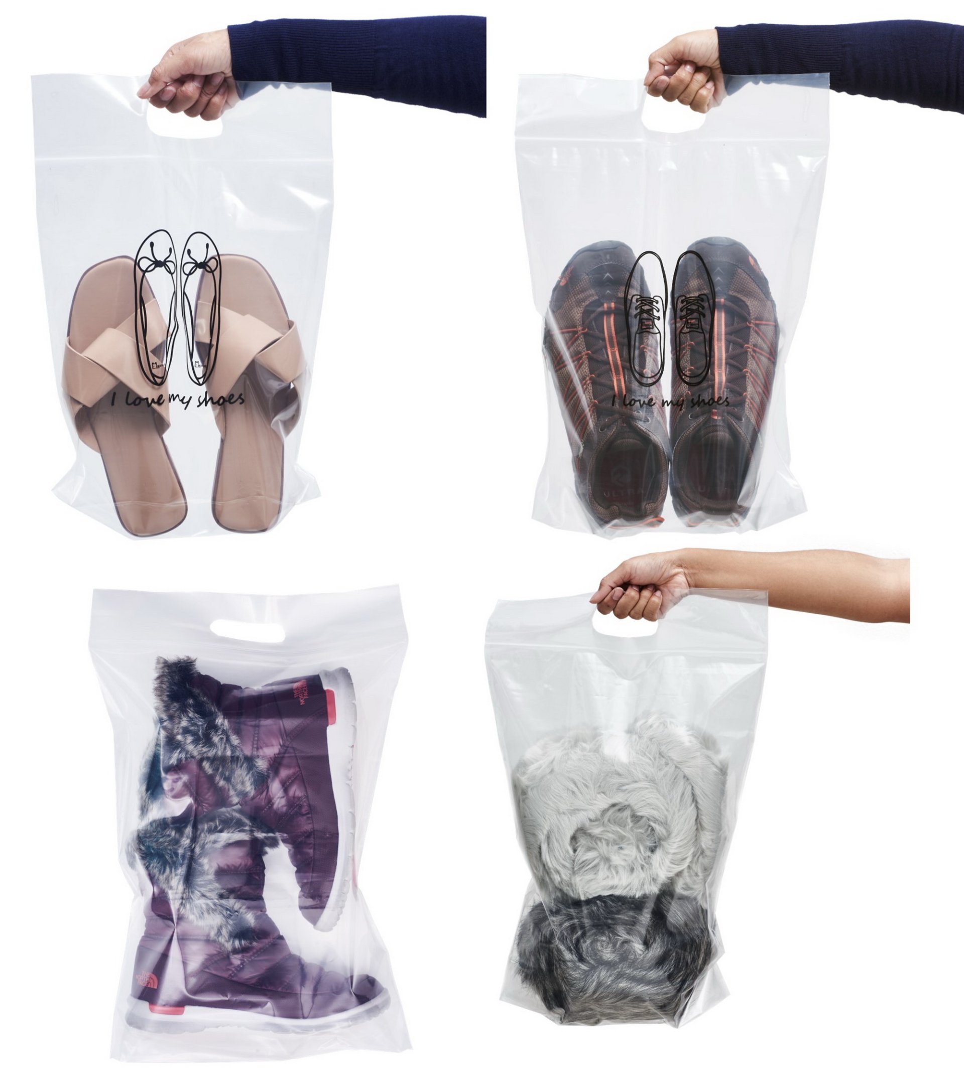 25x35cm Clear Plastic Ziplock Bags Clothes Sundries Zip Lock Plastic Bags  With Zipper Thick Shoes Garment