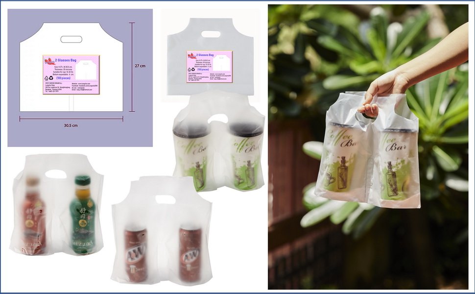 100pcs Supermarket Shopping Bag Transparent Bags Plastic Bags With Handle  Food Packaging