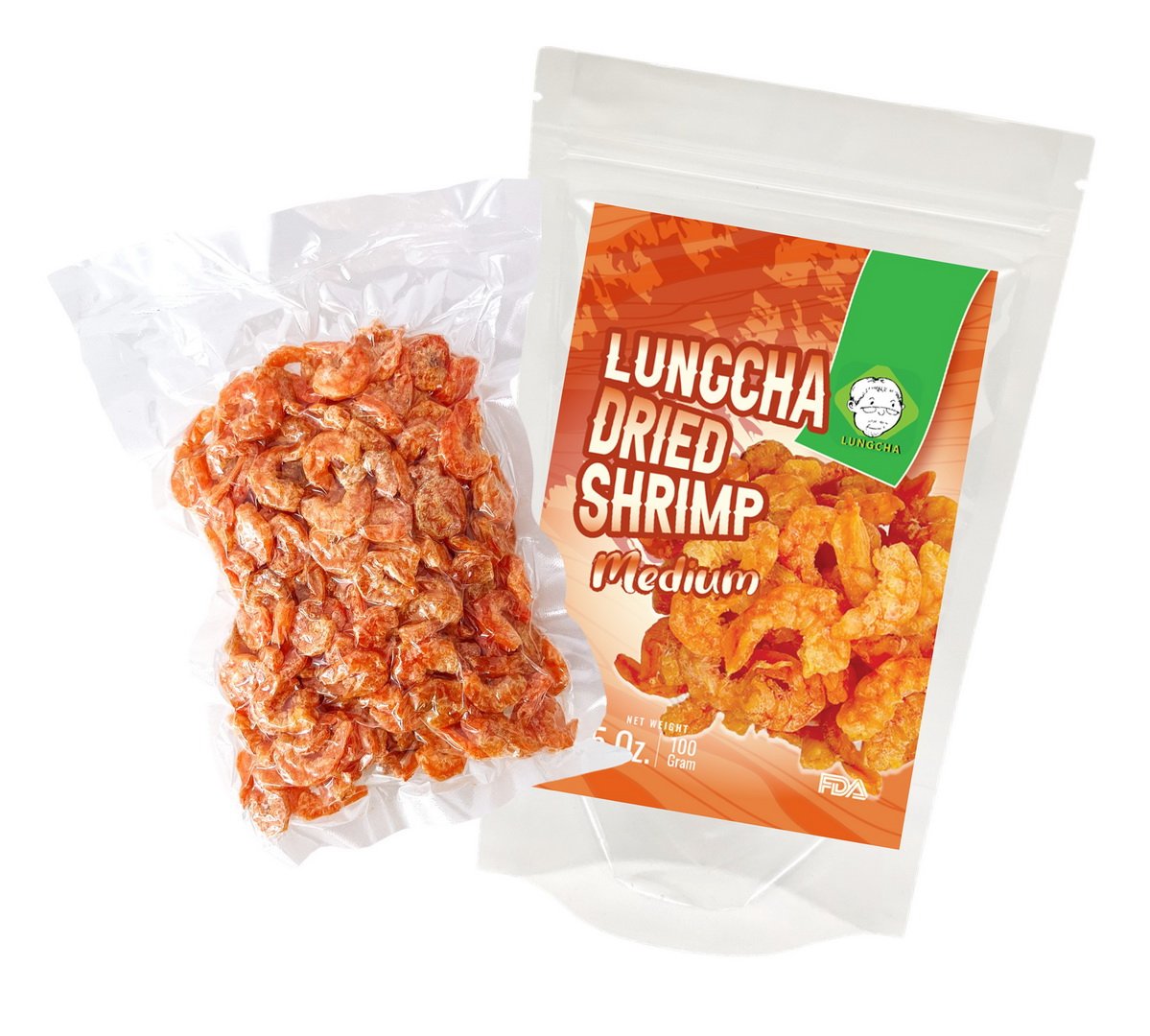 Thai Sea food Banana shrimp Dried shrimp Seafood grade A 100 g. - lungcha