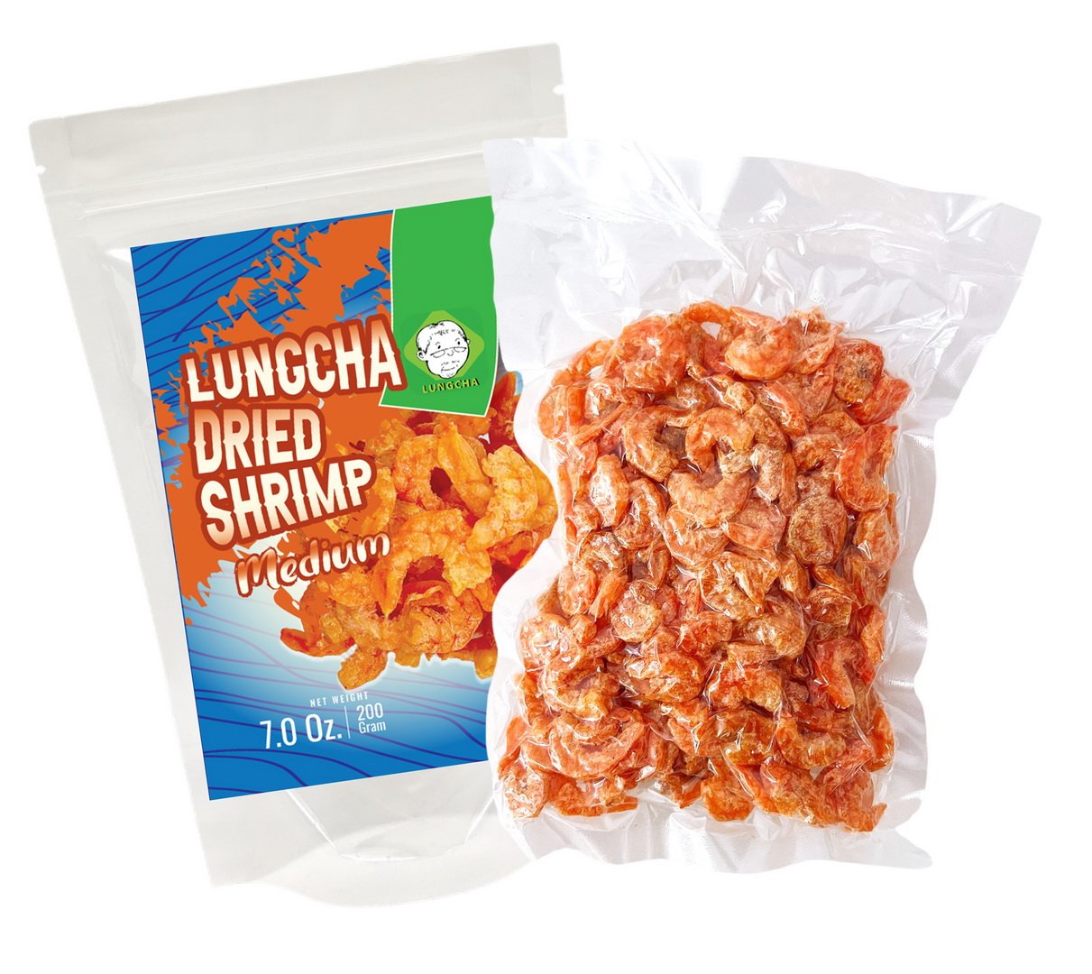 Dried Shrimps of LUNGCHA “M” size for Thai Recipes and Asian Cuisine, Seafood Flavor No Shell
