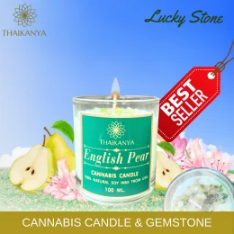 CBD CANDLE & GEMSTONE: ENGLISH PEAR FREESIA