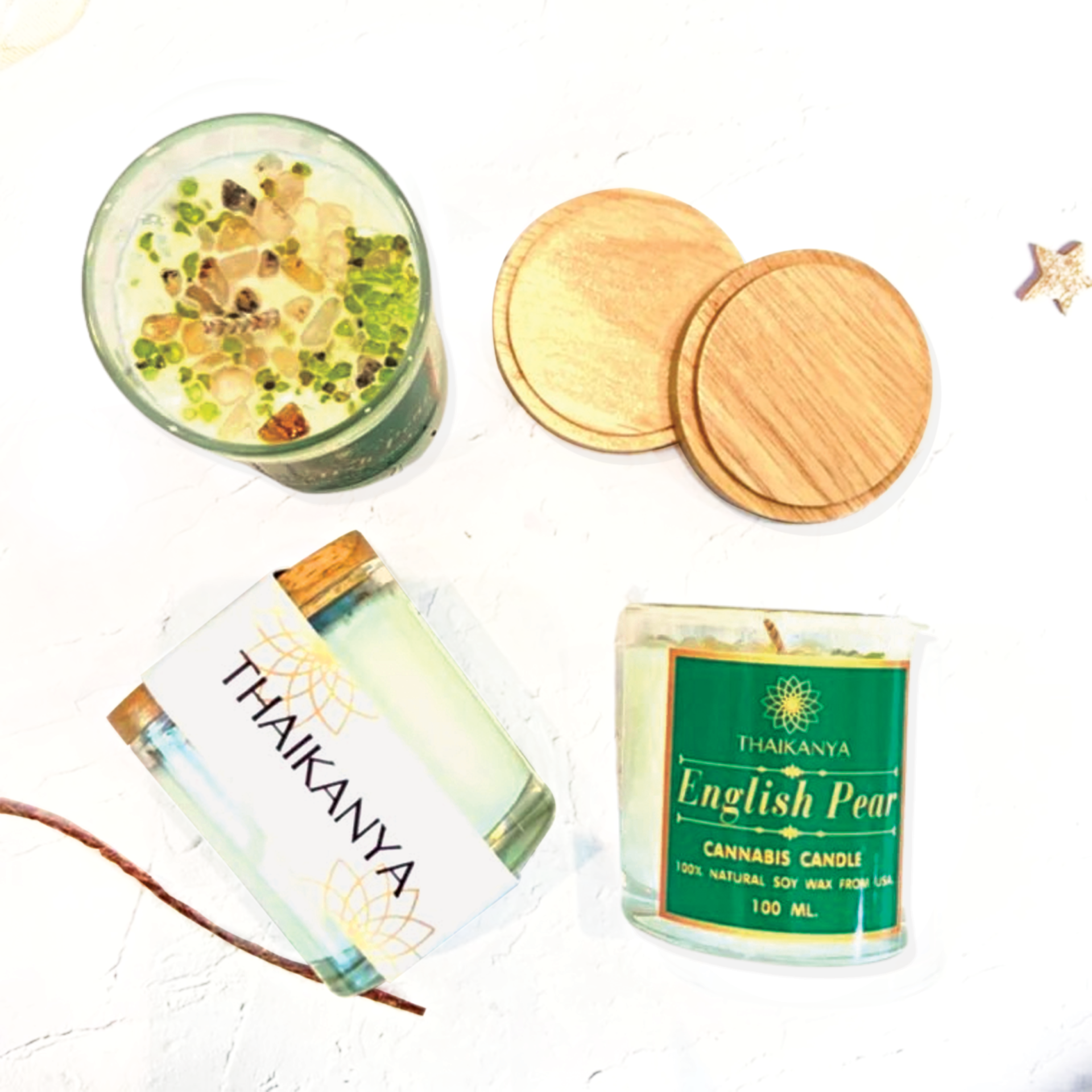 CBD CANDLE & GEMSTONE: ENGLISH PEAR FREESIA