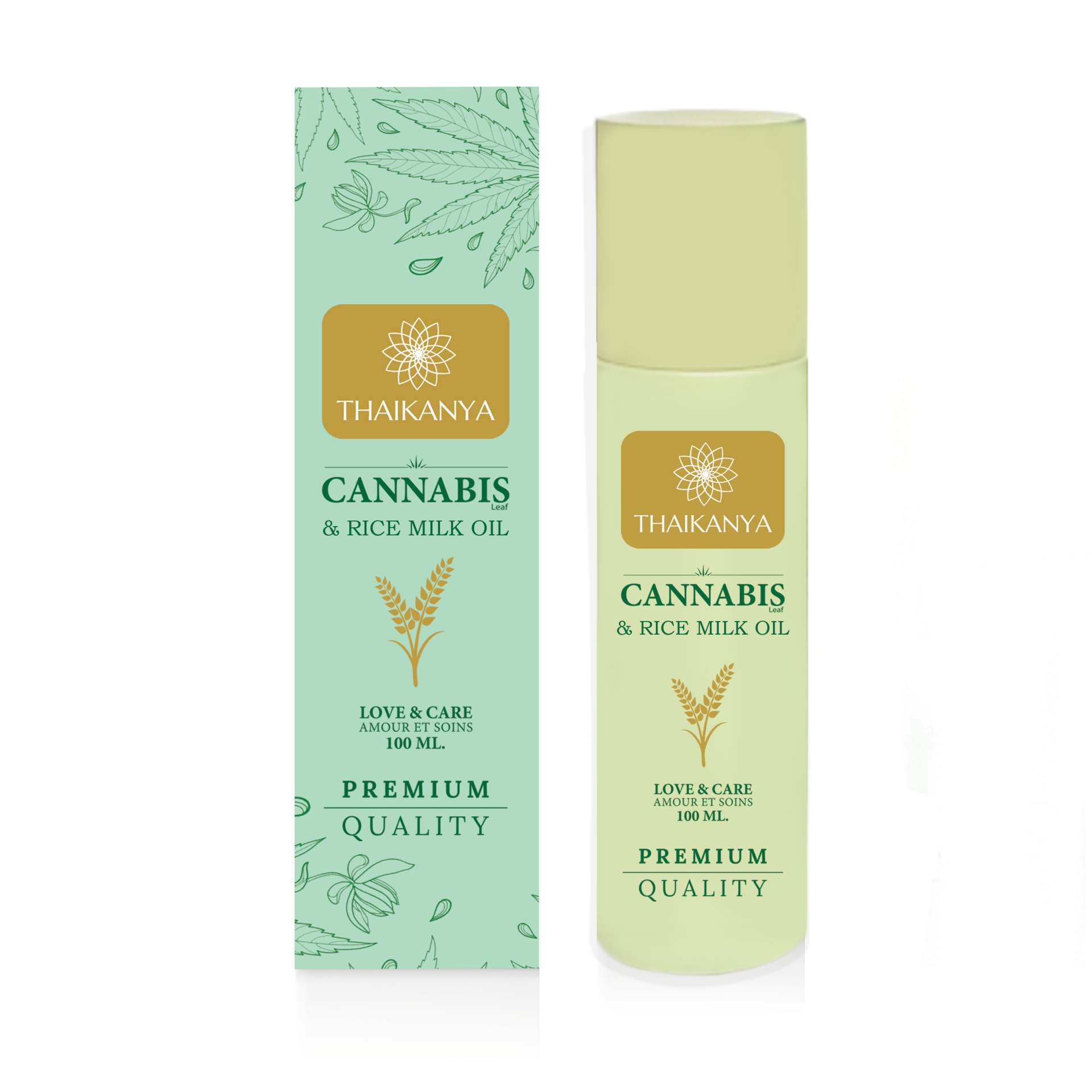 زيت تدليك CBD من القنب وحليب الأرز – للعناية بالبشرة الفاخرة (طبيعي 100%)