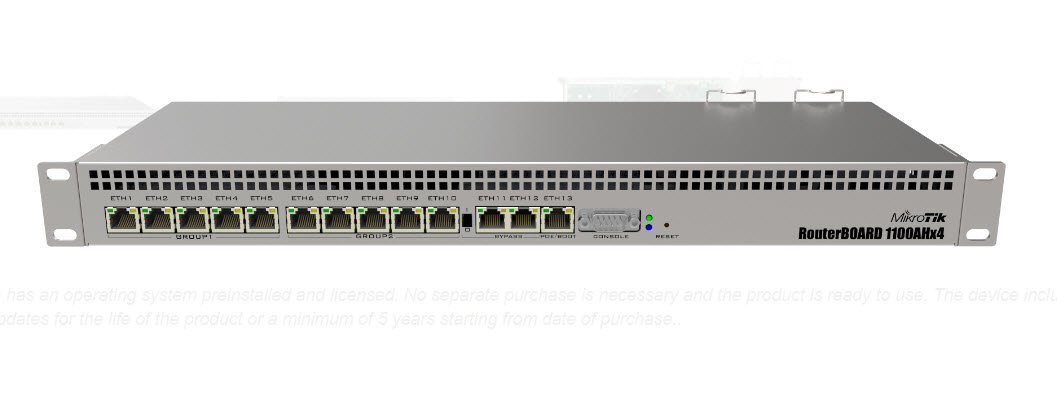 RB1100x4 : Powerful 1U rackmount router with 13x Gigabit Ethernet ports ,RouterOS L6