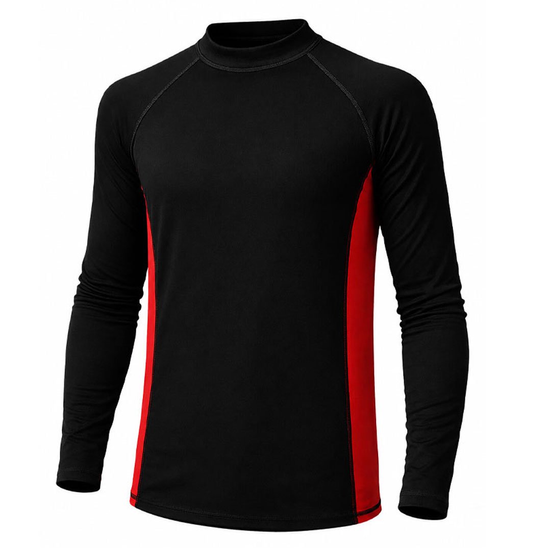 Rash Guard Long Sleeve Zeepro Men With Low Collar Black Red